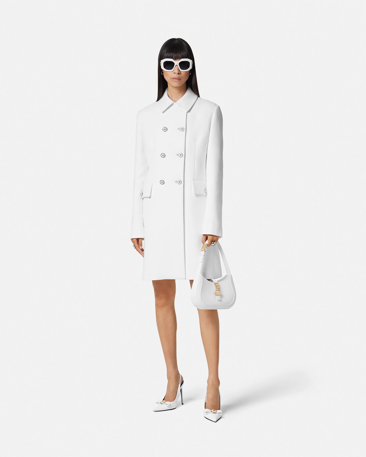 Crêpe Double-Breasted A-line Coat - 2