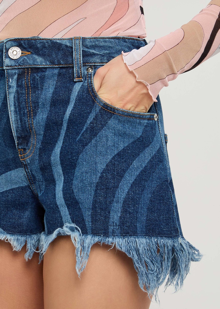 Pucci Wave-printed Stretch-denim Shorts - 5