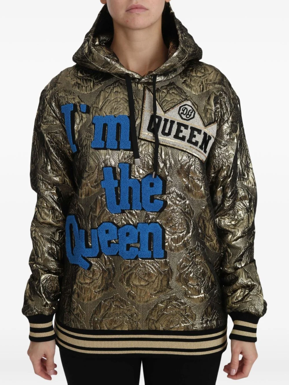 rose-brocade embroidered hoodie - 1
