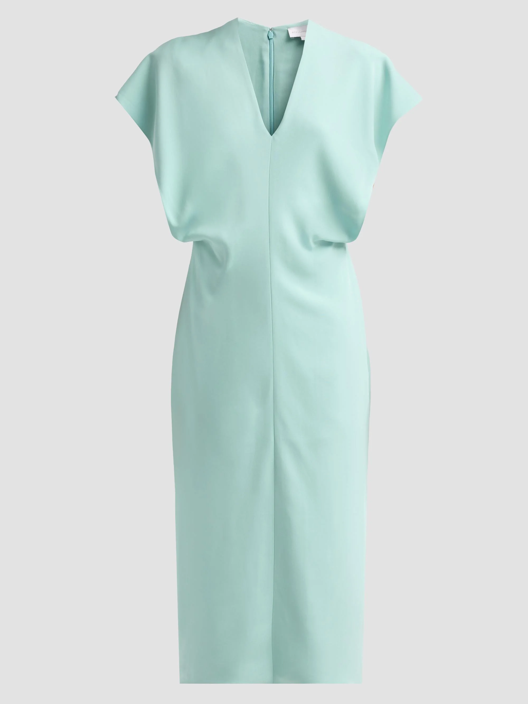 Women's V-Neck Blouson Midi Dress - Aquamarine - 1