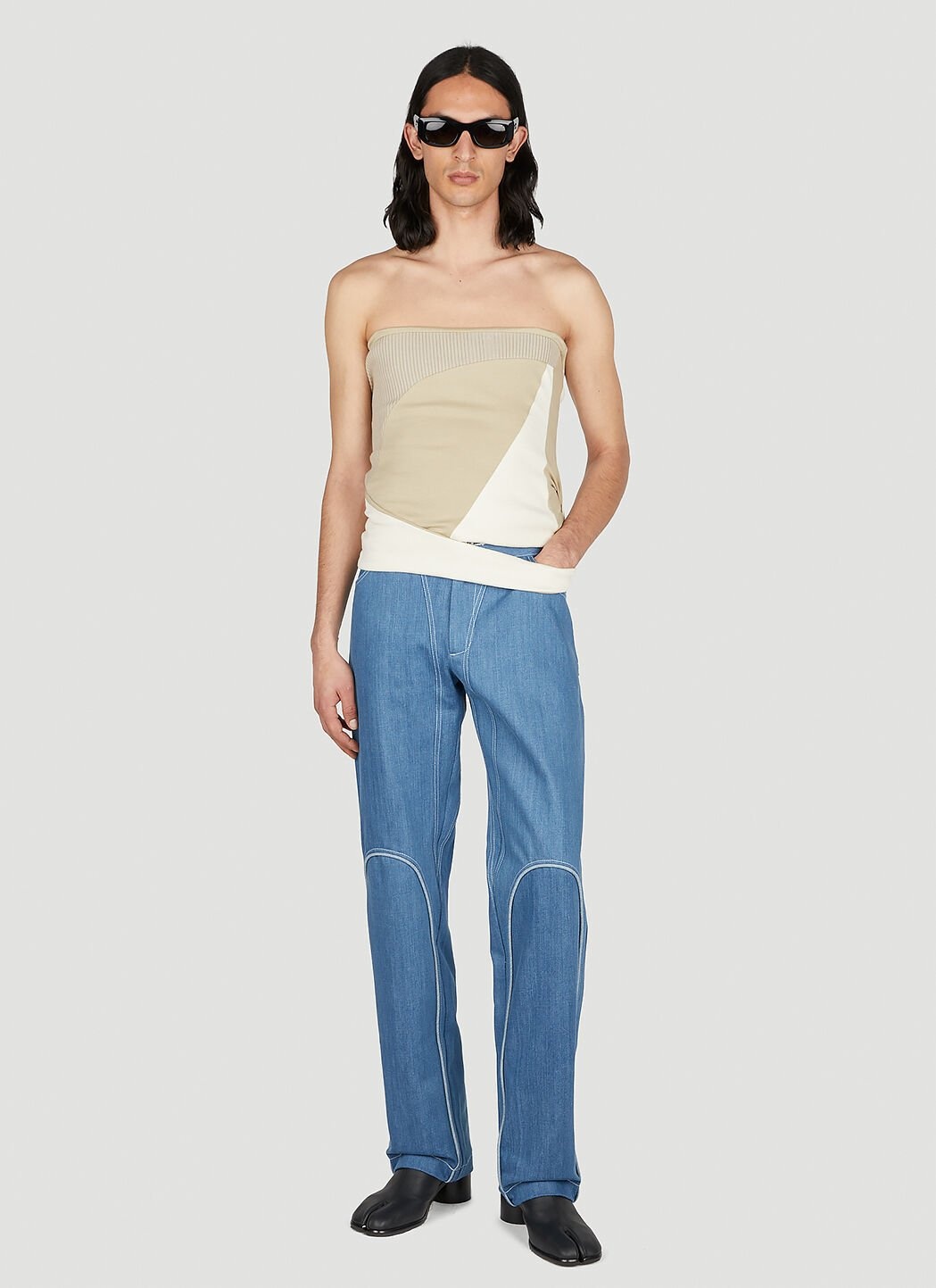 Contrast Piping Jeans - 2