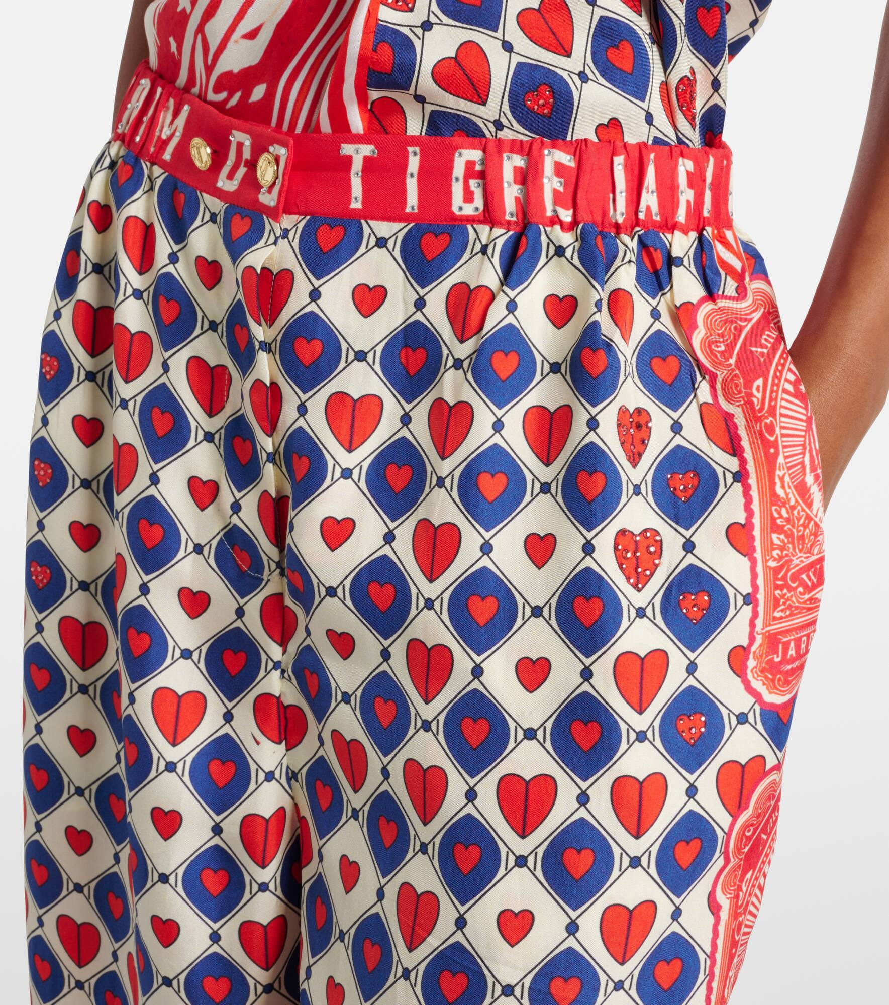 Printed silk palazzo pants - 4