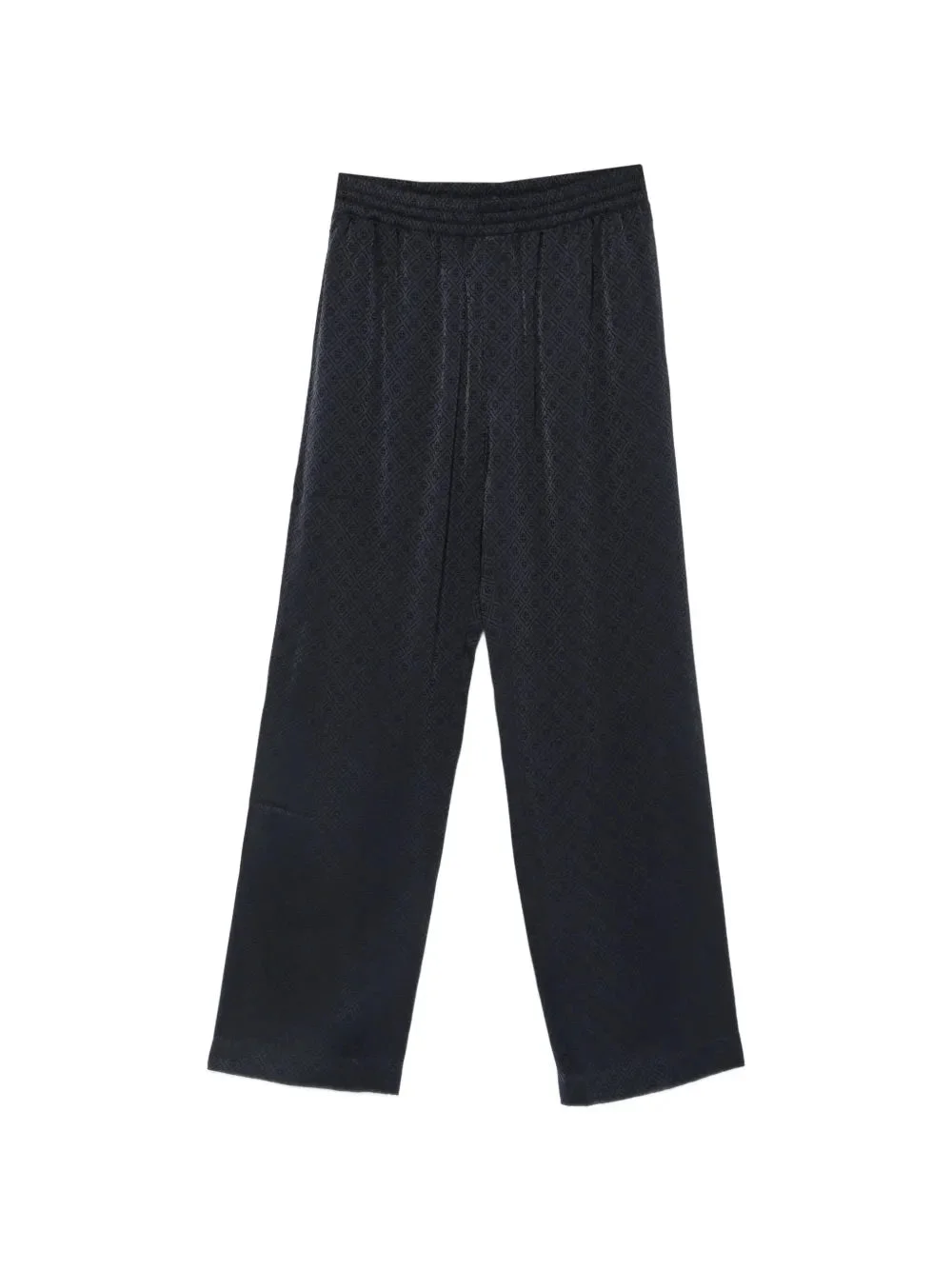DARK NAVY MONOGRAM SILK TROUSERS - 1
