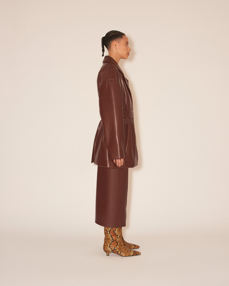 LIBAN - Belted OKOBOR™ alt-leather padded jacket - Plum chutney 4