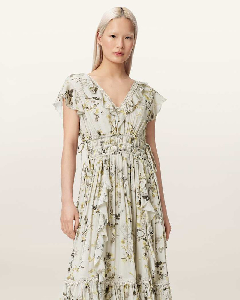 ALLSAINTS CANTO FLORAL RUFFLED MAXI DRESS outlook