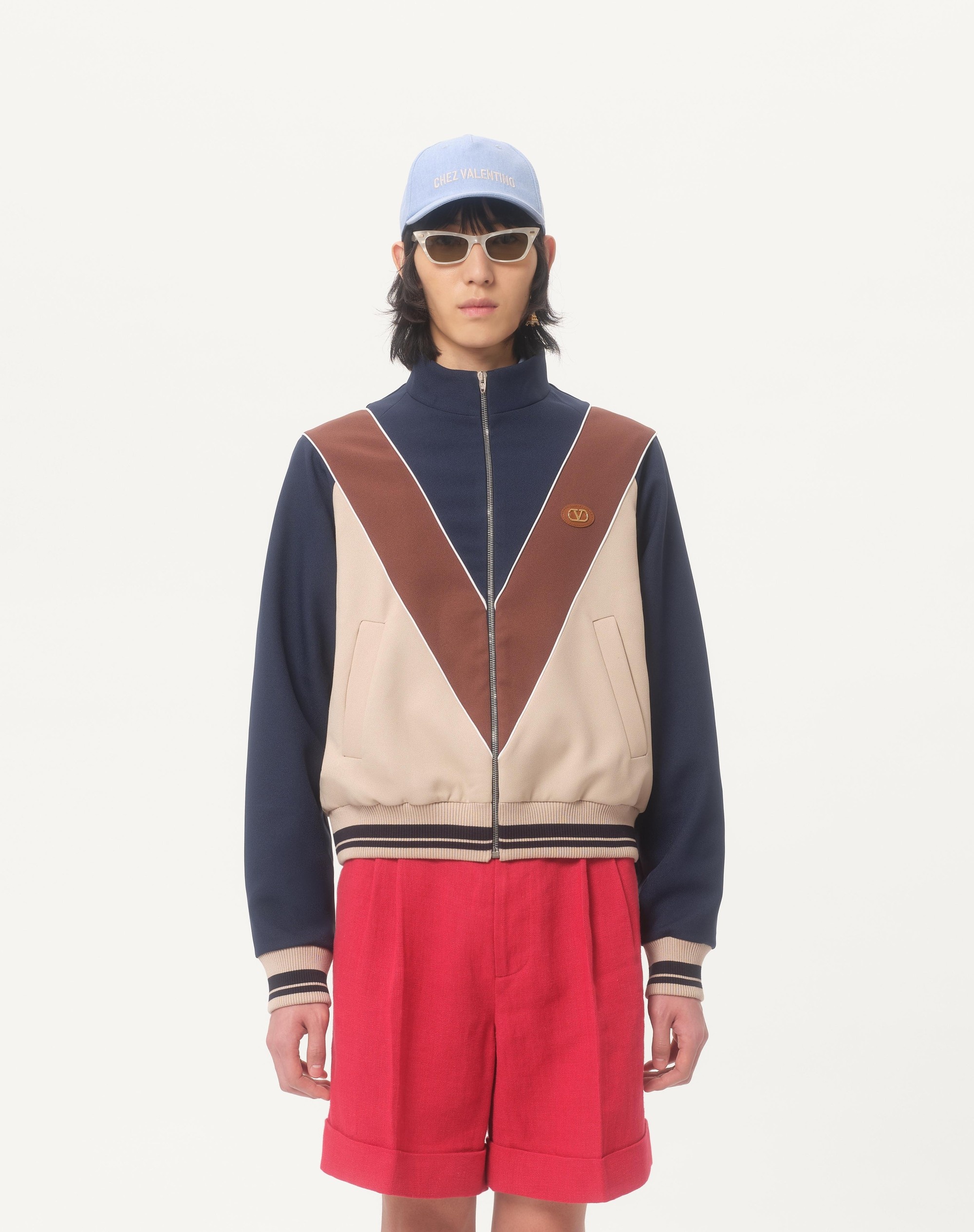 NYLON SWEATSHIRT WITH ZIPPER AND VLOGO PATCH - 5