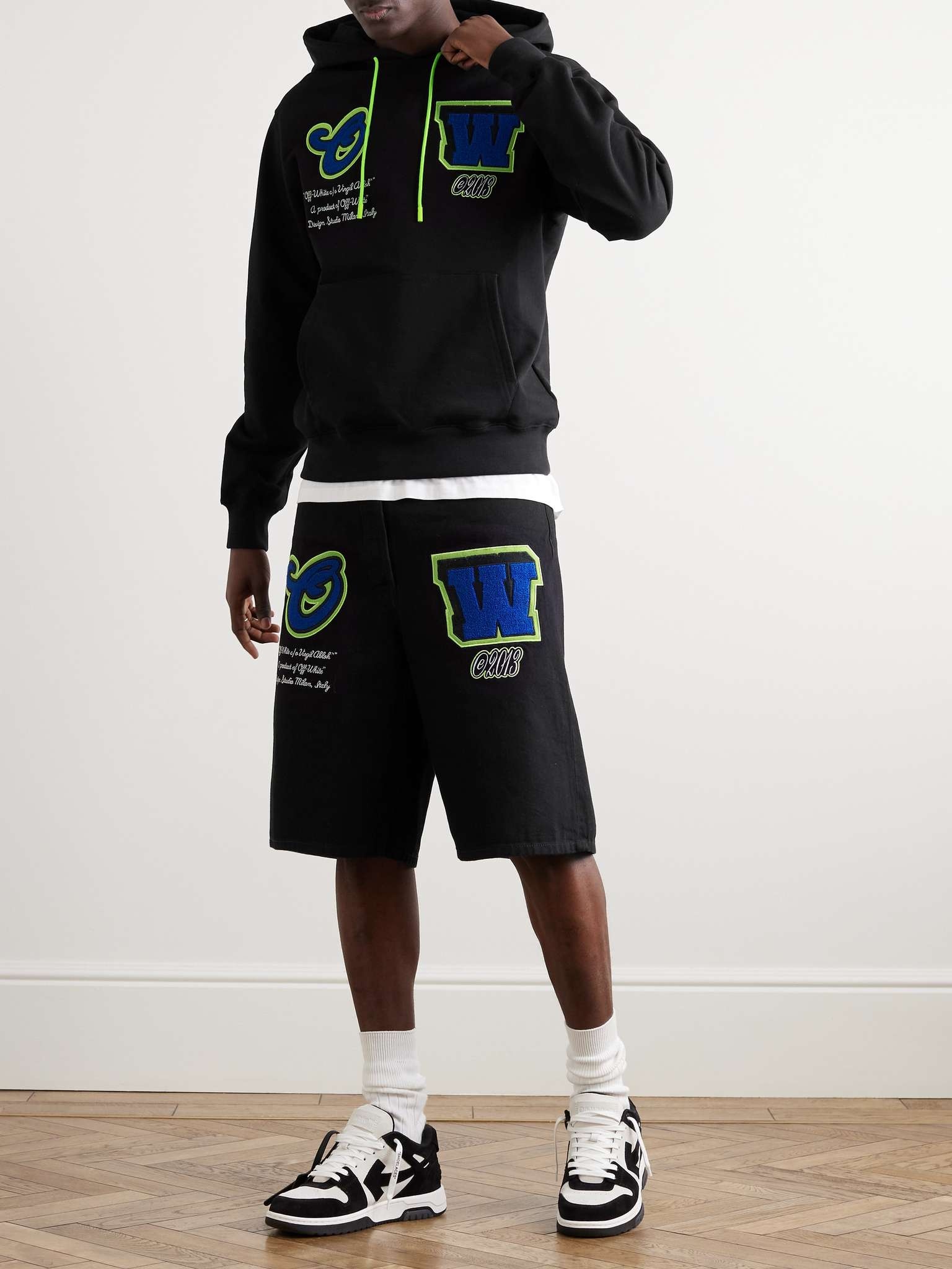 Straight-Leg Embroidered Appliquéd Denim Shorts - 2