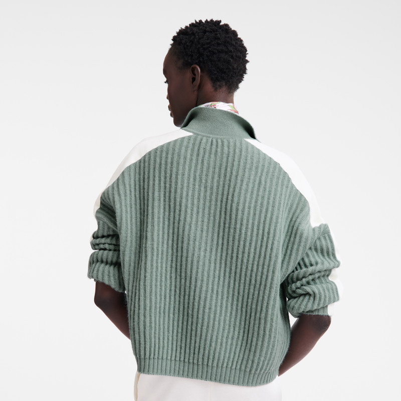 Polo collar jumper Celadon - Knit 4