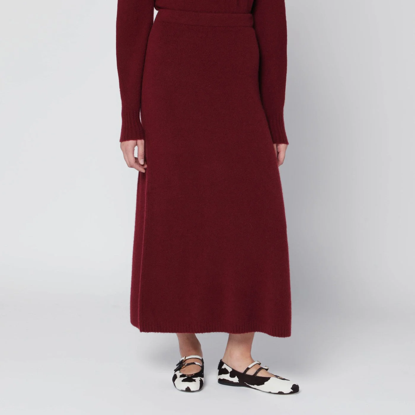 Raspberry skirt in stretch cashmere knit - 1