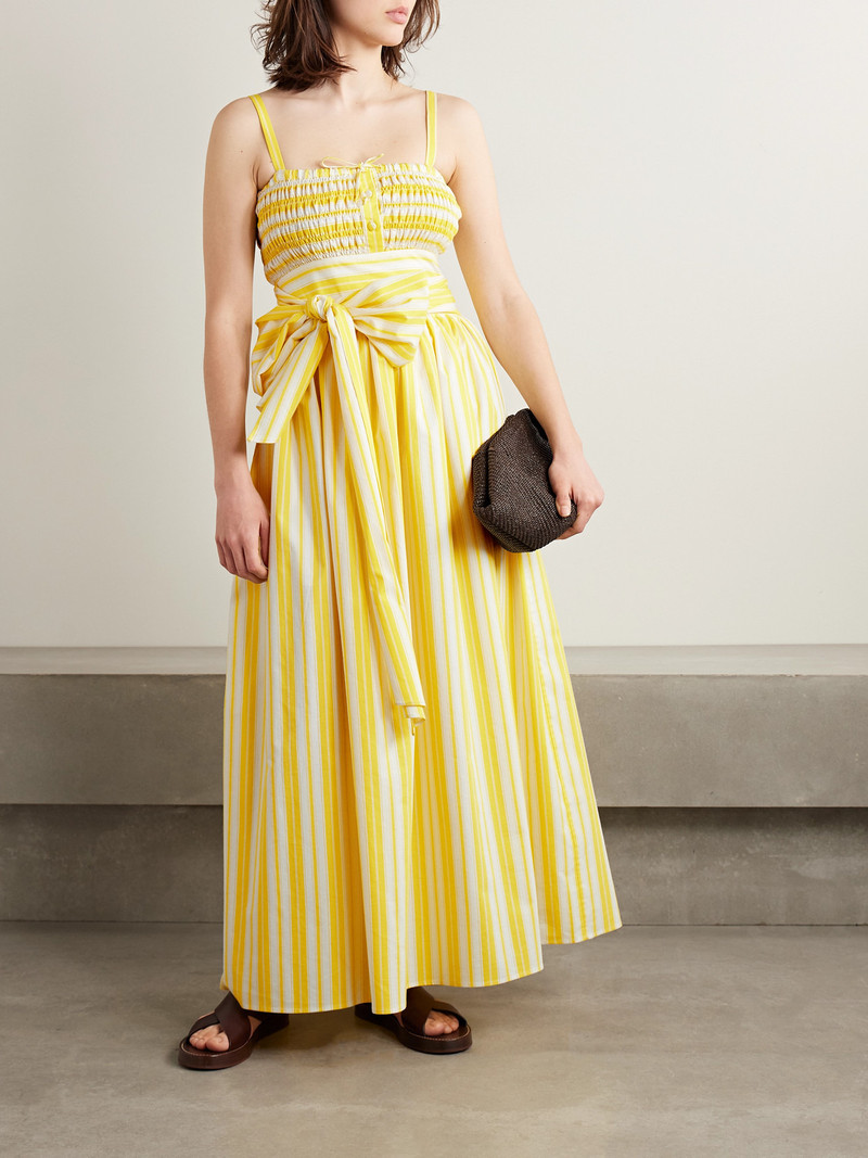 LORETTA CAPONI Anghiari Belted Striped Cotton-blend Poplin Midi Dress outlook