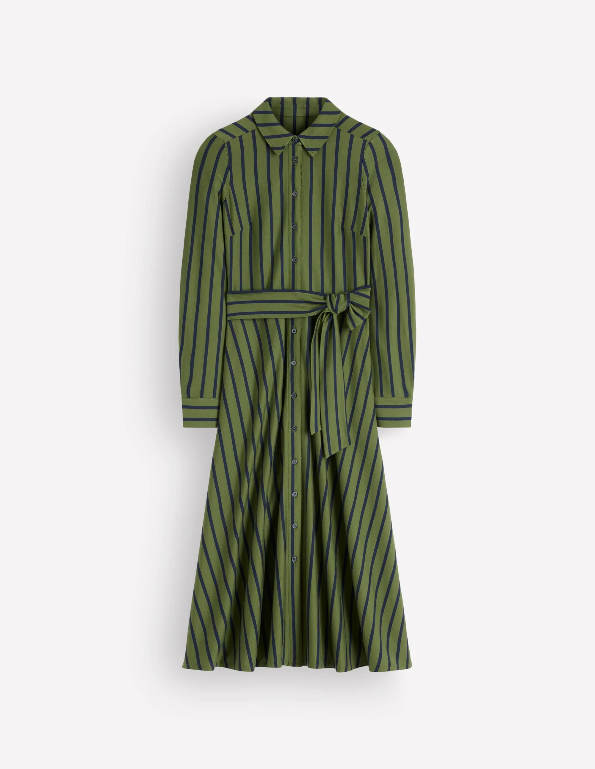 Marcia Jersey Shirt Dress-Chive and Navy Stripe - 1
