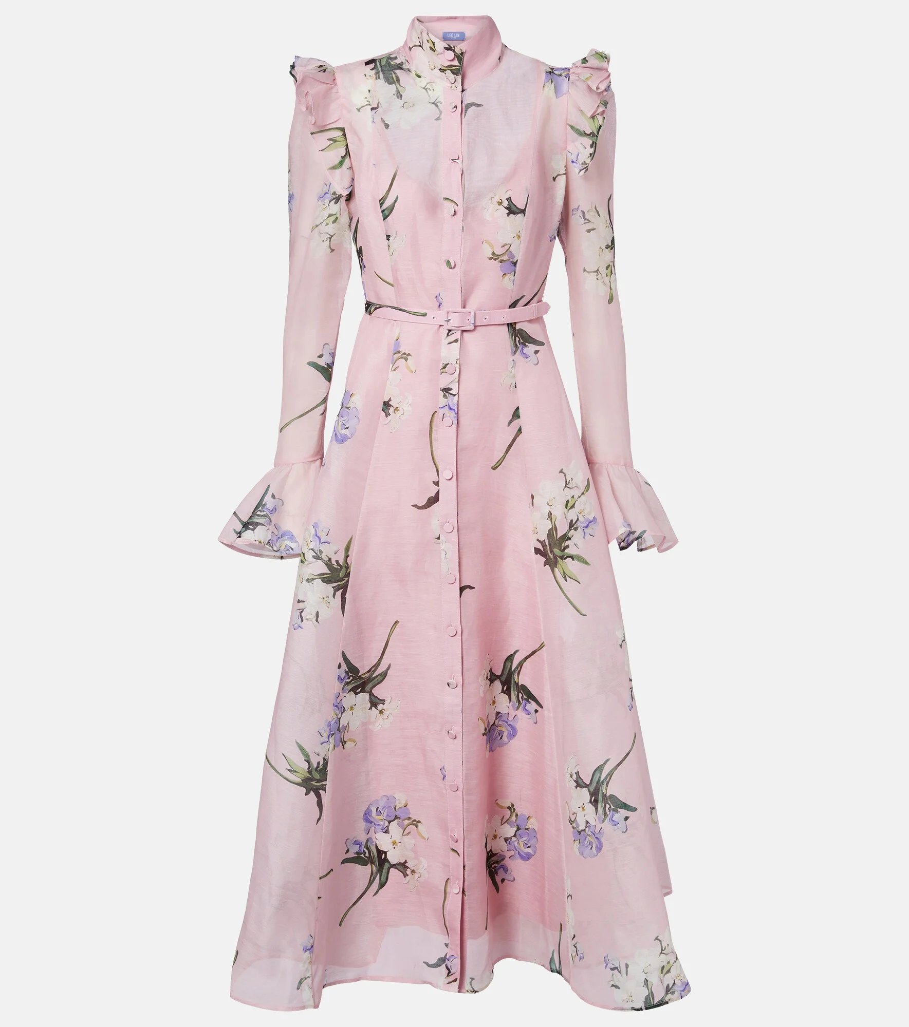 Katrina floral linen and silk midi dress - 1