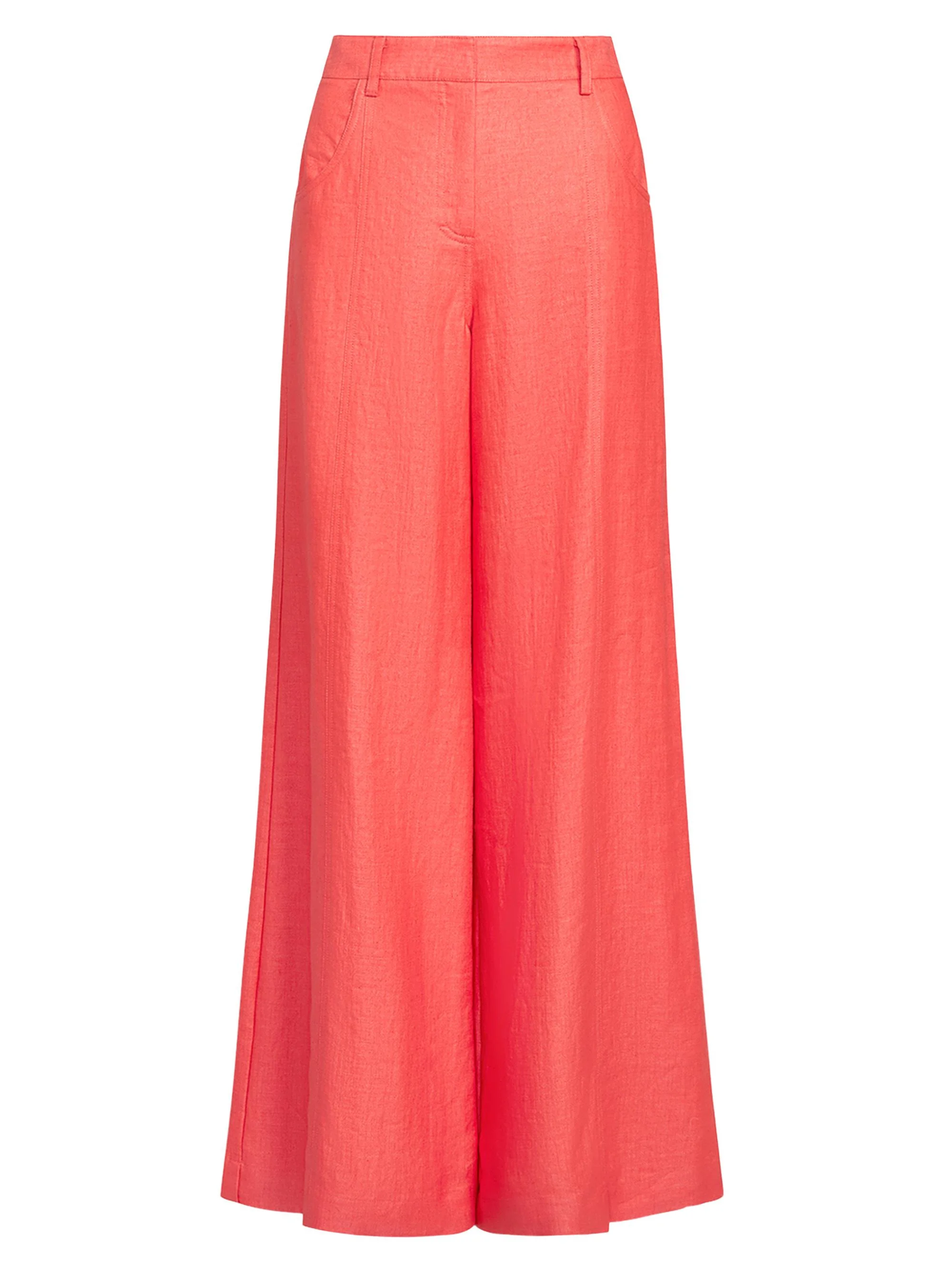 Women's Dees Cotton-Linen Wide-Leg Trousers - Red - 1