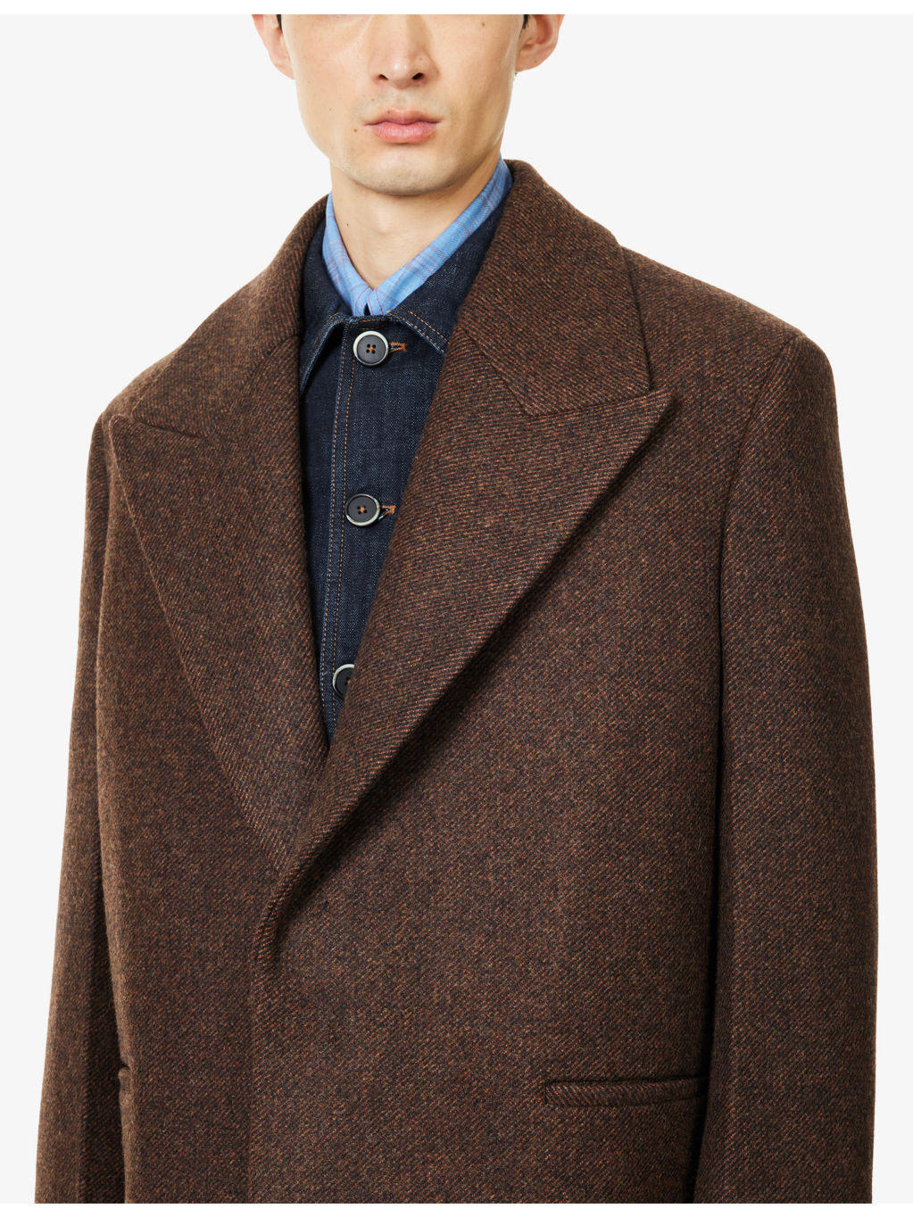 Compact Bitonal Gabardine Relaxed-Fit Wool Coat - 5