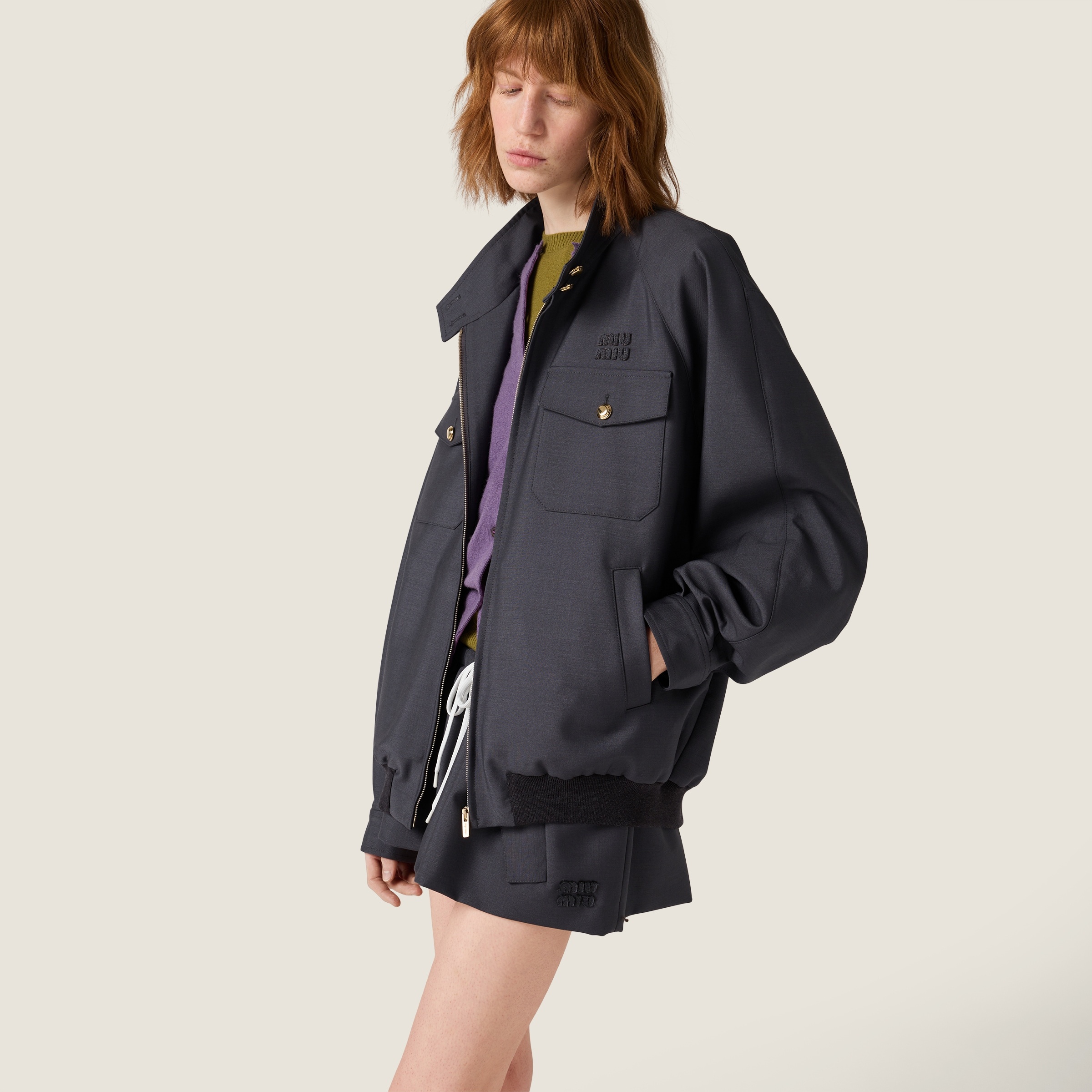 Bonded kid mohair and jersey blouson jacket - 5