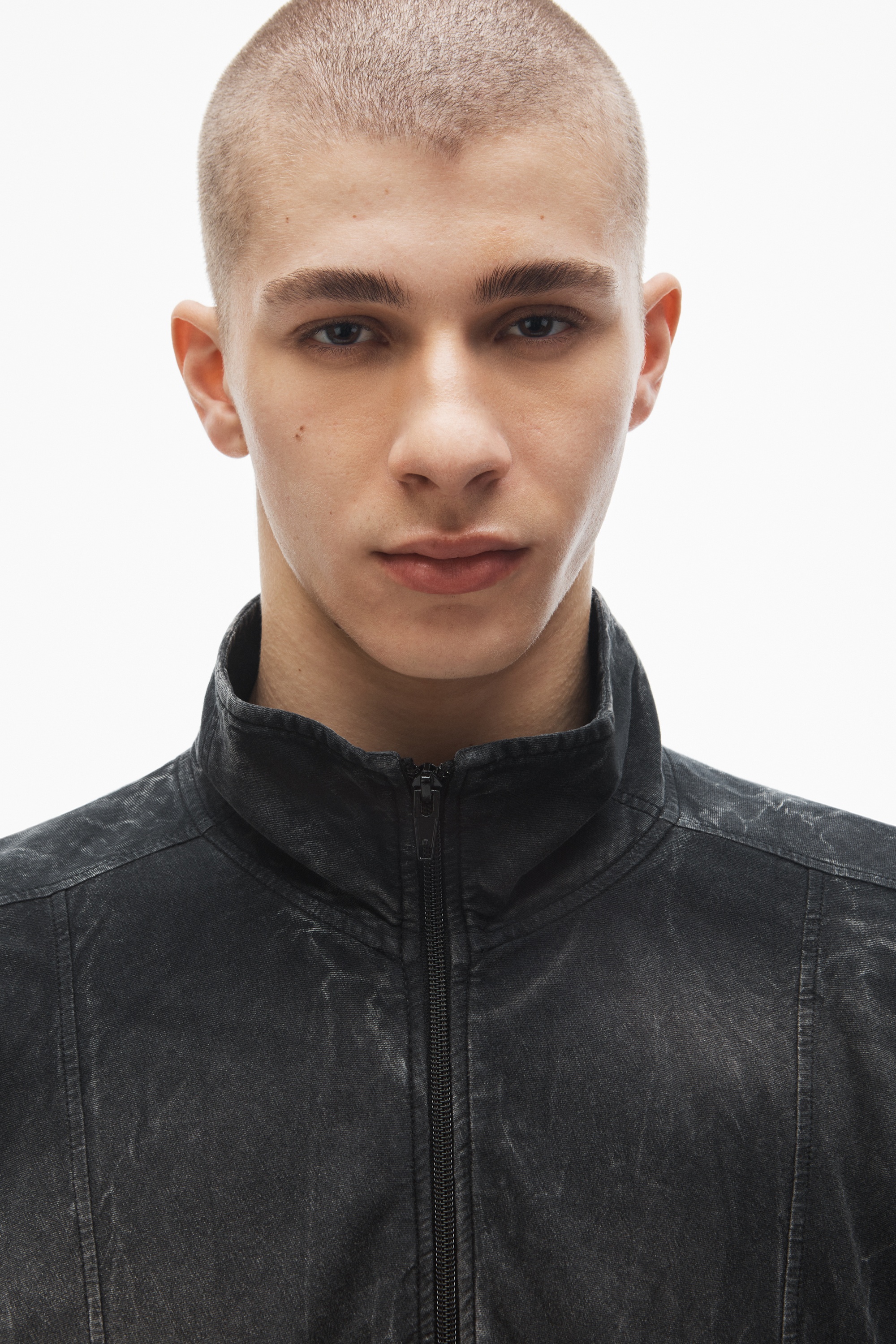 creased print track jacket in cotton-hemp jersey - 5