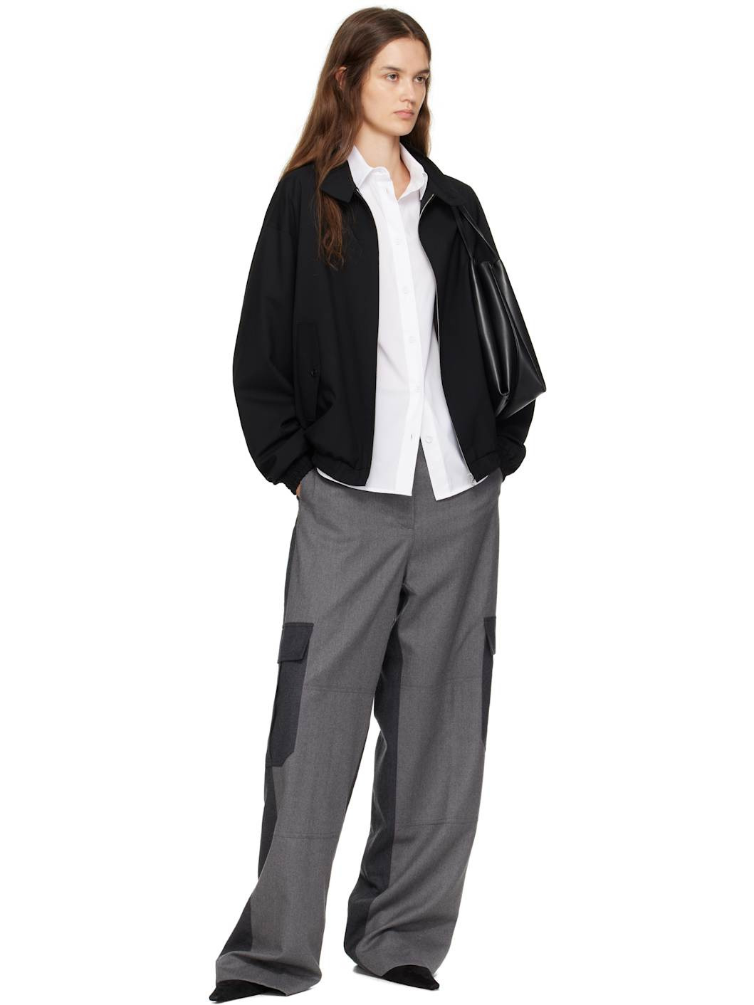 Gray Paneled Slouchy Cargo Pants - 4