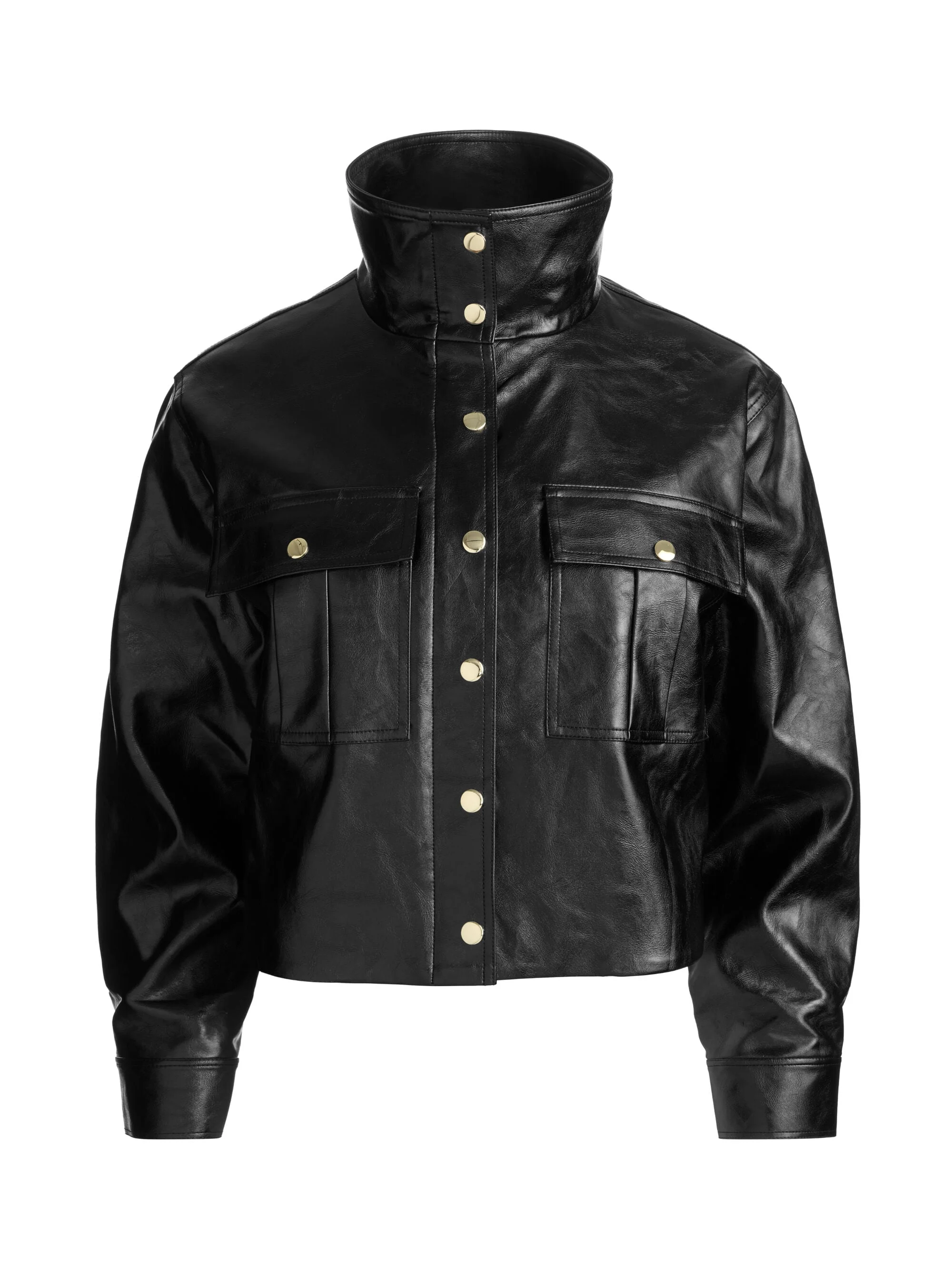 JAMES VEGAN FUNNEL NECK PARKA - BLACK - 1