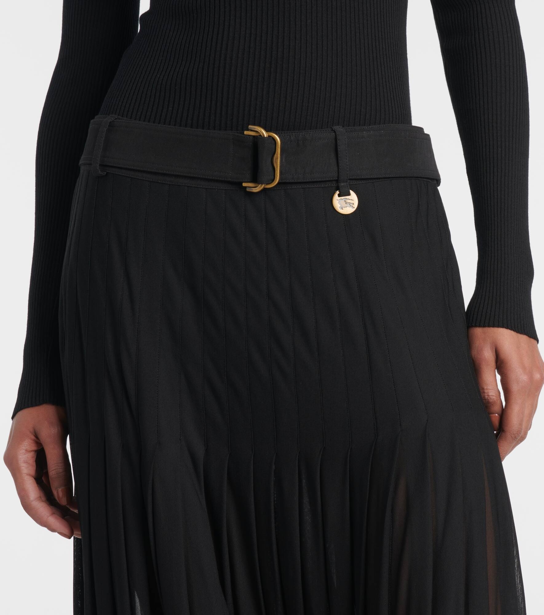 Pleated cotton-blend maxi skirt - 4