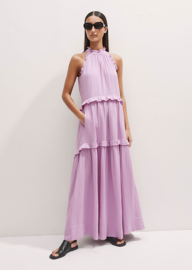 Cheesecloth Frill Full-Length Dress 3