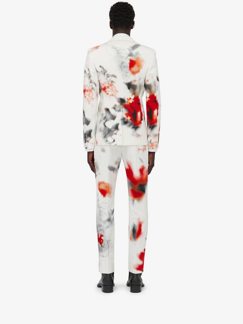 Men's Obscured Flower Single-breasted Jacket in White/red - 4