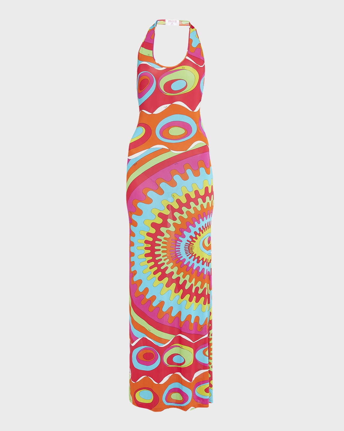 Halter Abstract-Print Backless Maxi Dress - 1