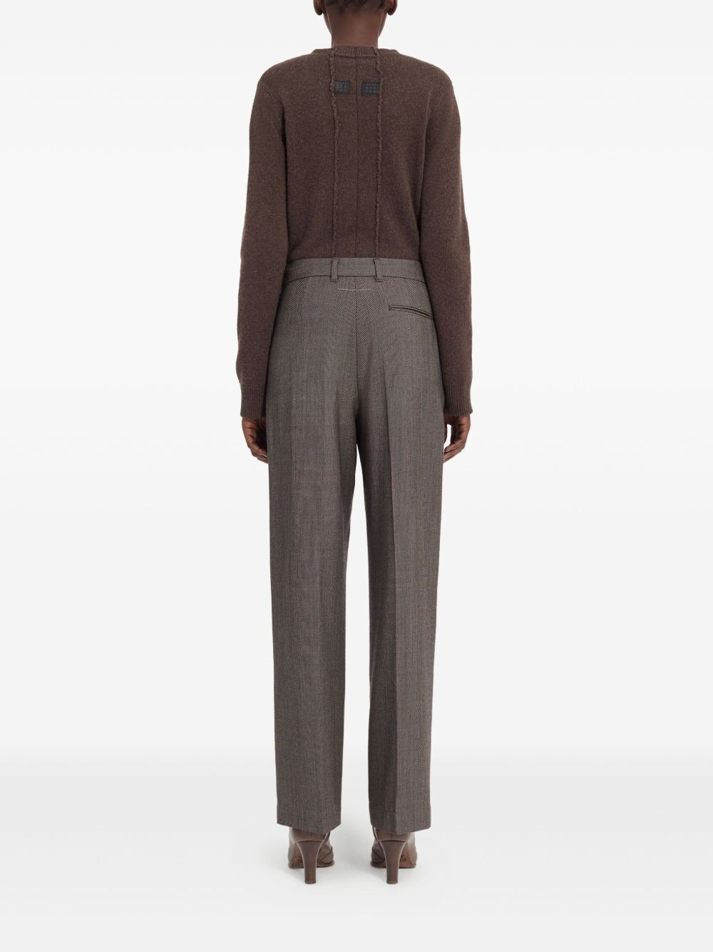 pleated herringbone trousers - 4