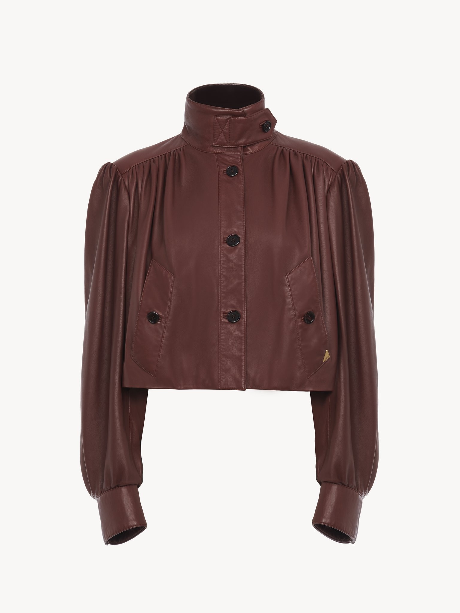 GATHERED BOULE JACKET IN LEATHER - 2