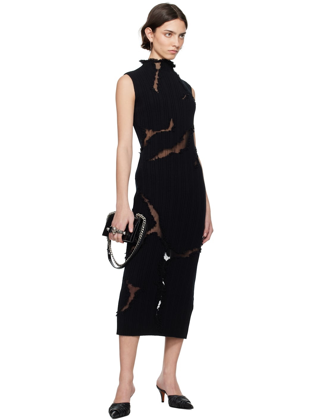 Black Birdee Ruched Mules - 5