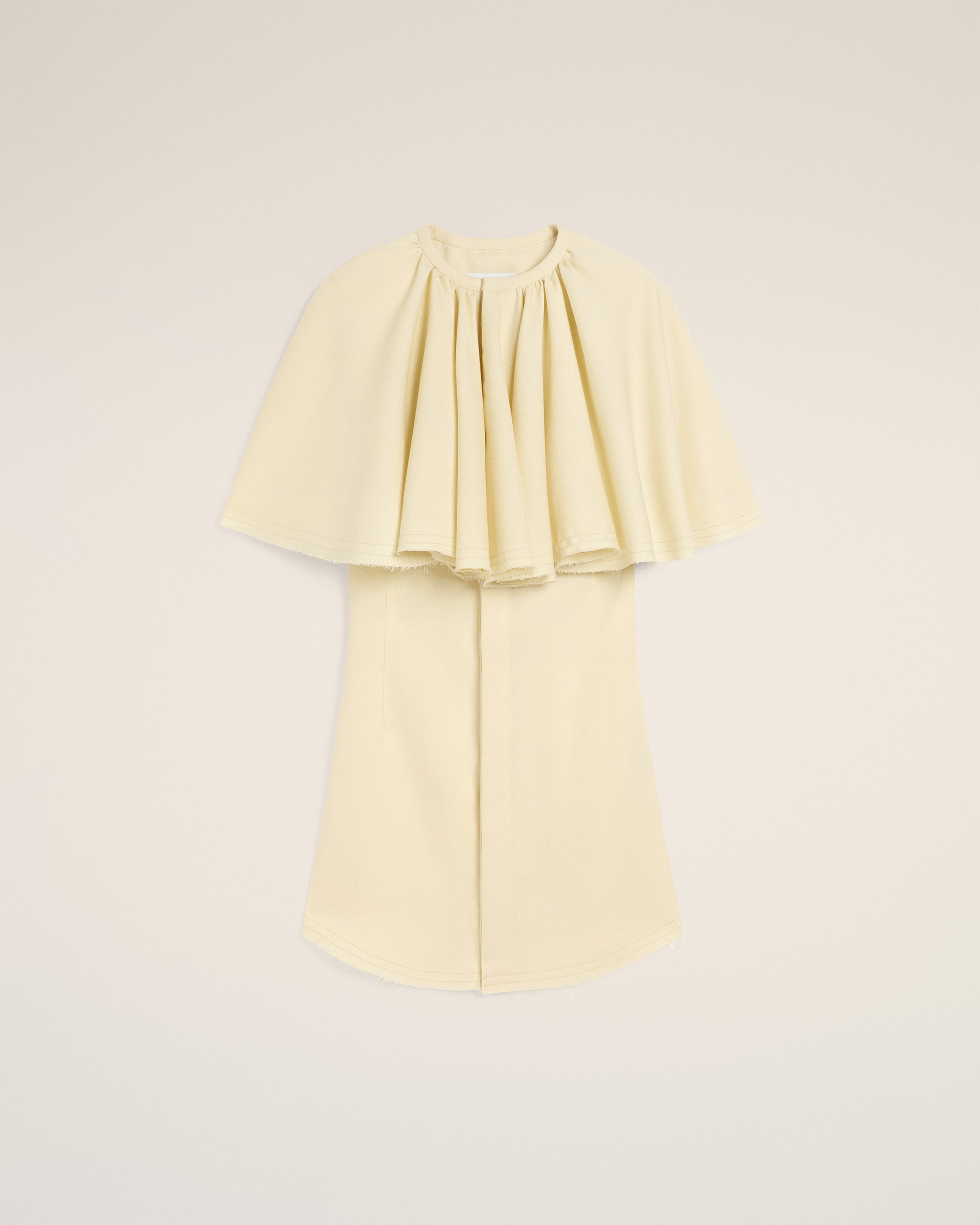 YELLOW WOOL SHIRT DRESS WITH RUFF - 2