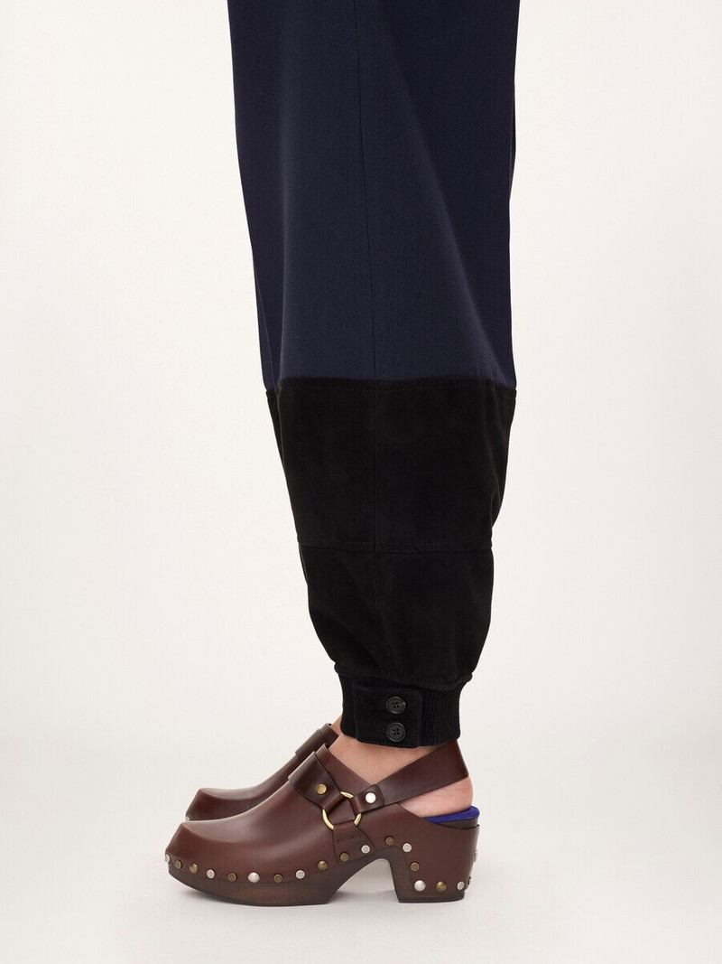HIGH-RISE BARREL PANTS IN WOOL CRÊPE & SUEDE LEATHER 6
