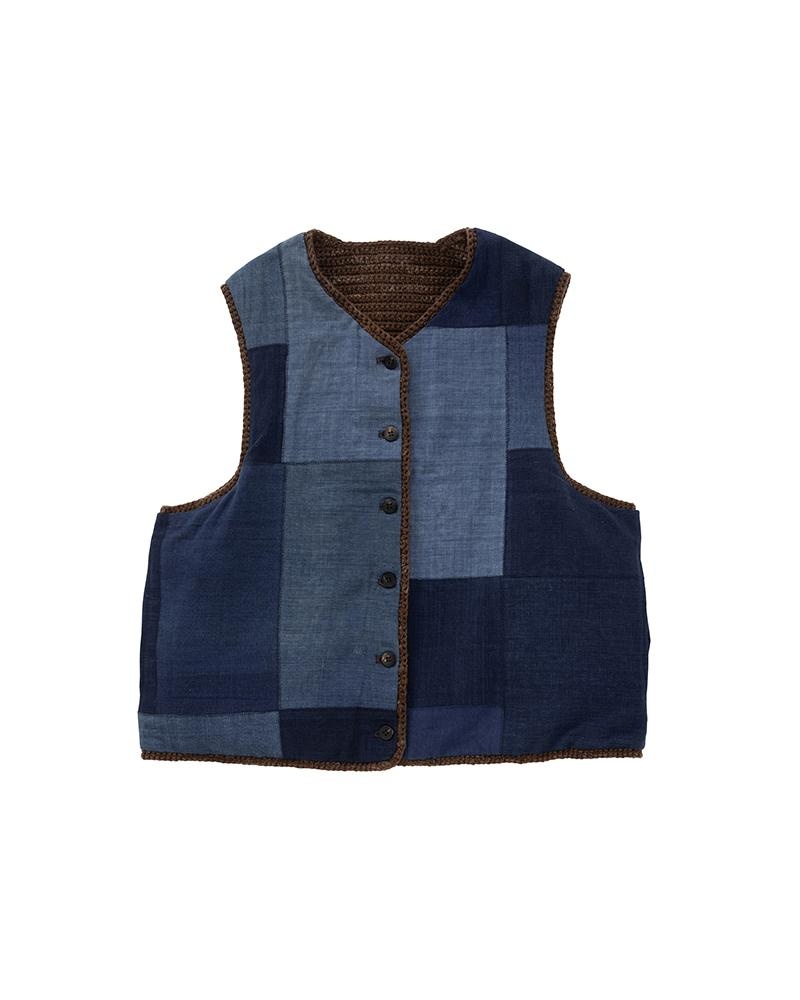 CROCHET KNIT VEST (N.D.) BROWN - 3