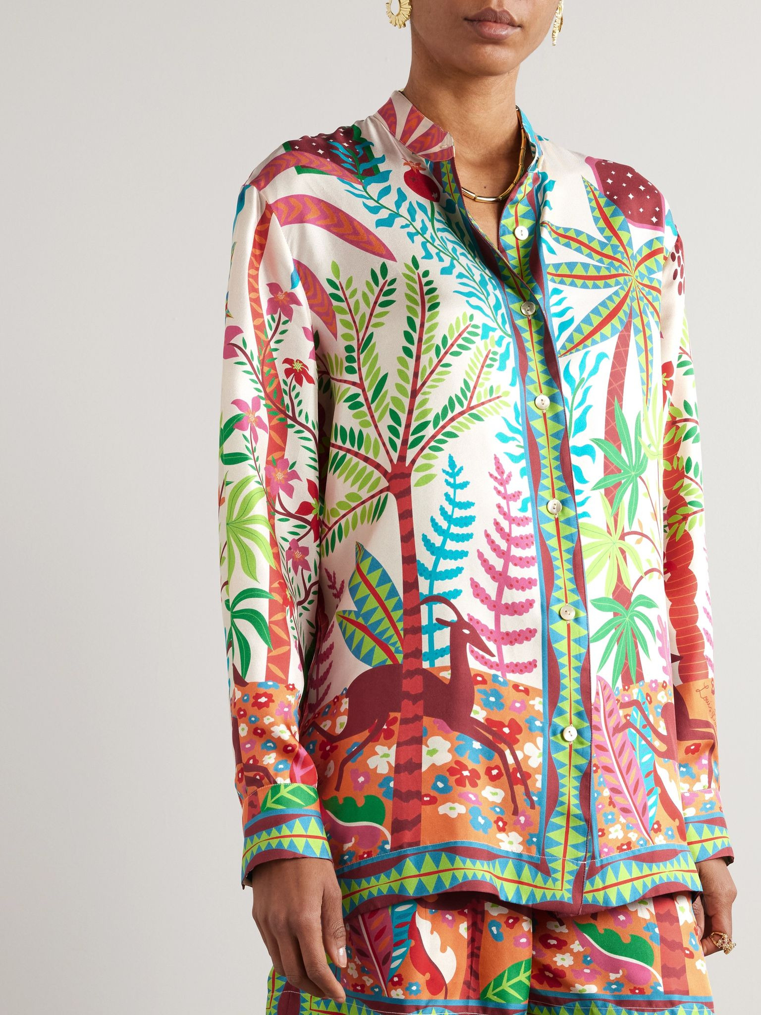 + Louis Barthélemy Kelsy printed silk-twill shirt Red - 3