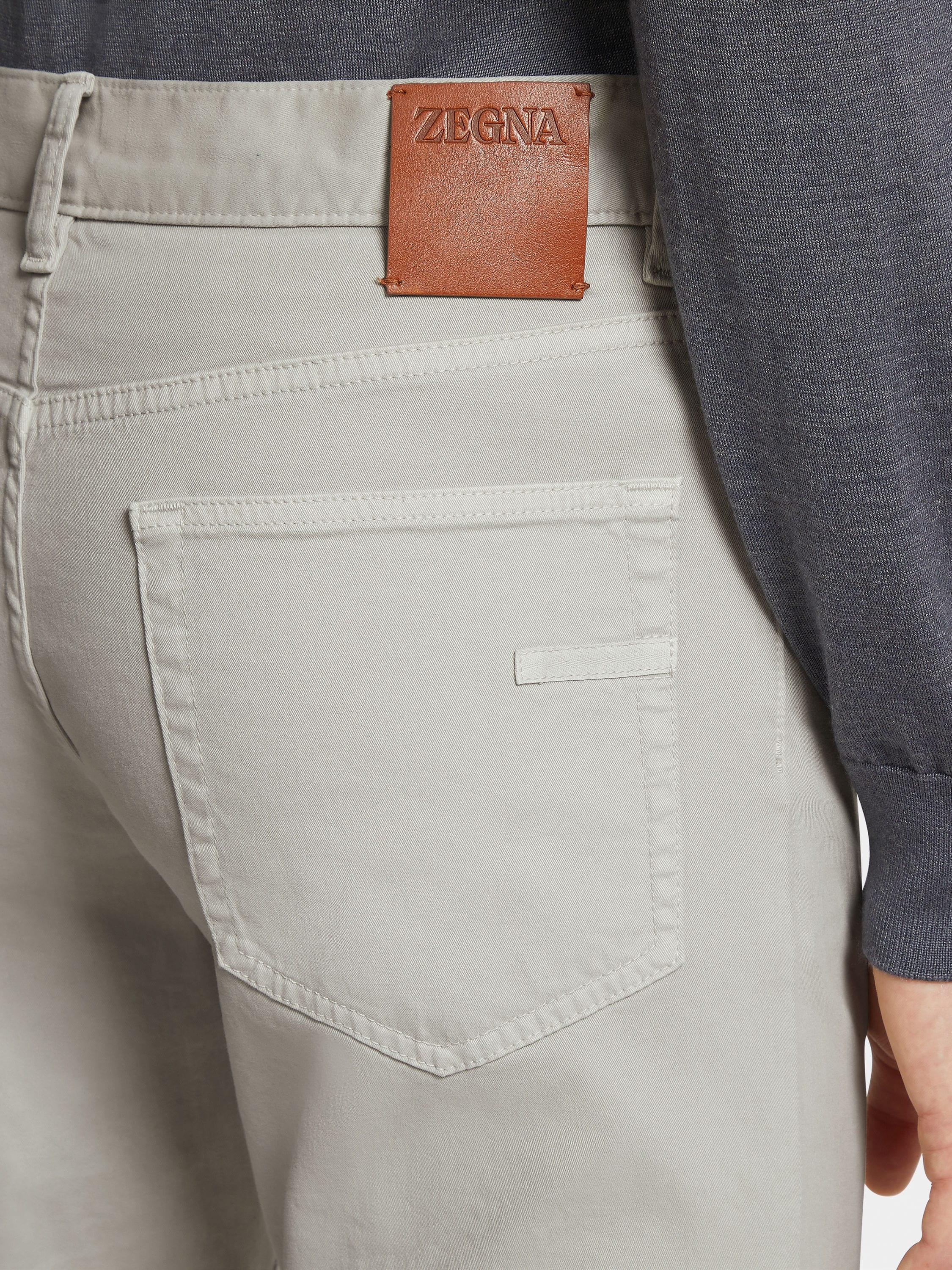 GREY STRETCH COTTON JEANS - 5