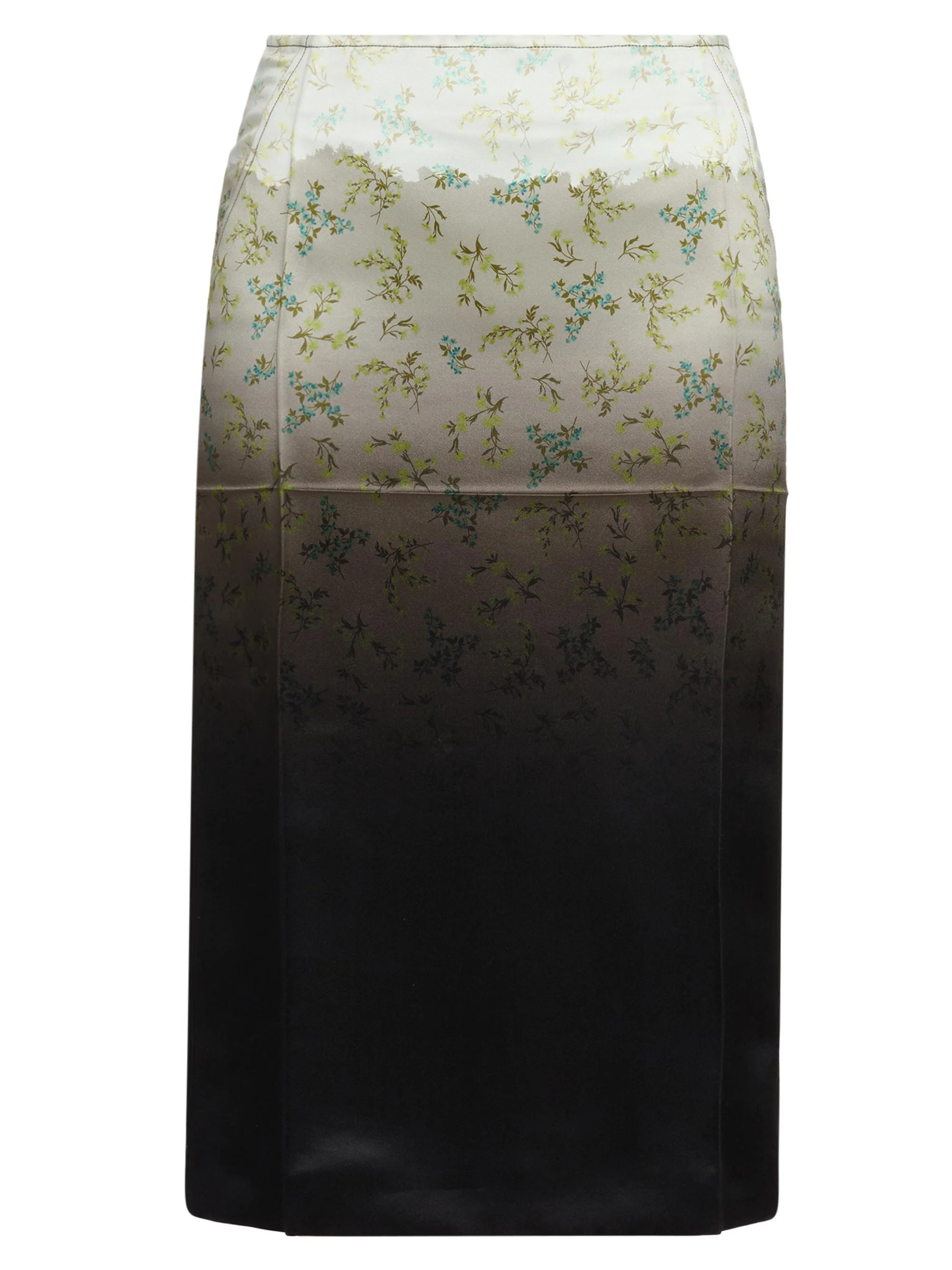 Women's Floral Dip-Dye Midi-Skirt - Burnt Green - 1