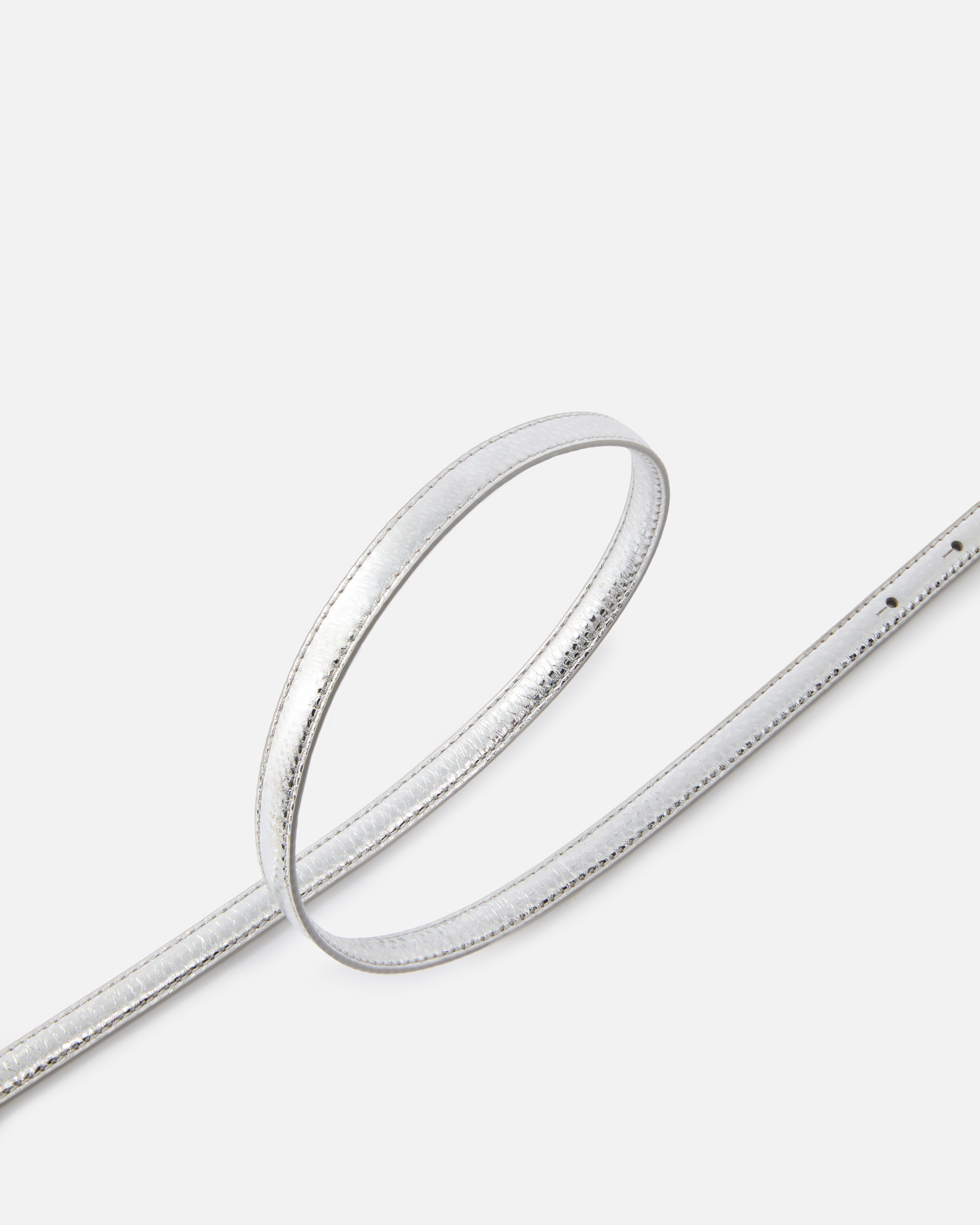 THIN BELT IN LAMINATED TUMBLED LEATHER 1 CM - 4