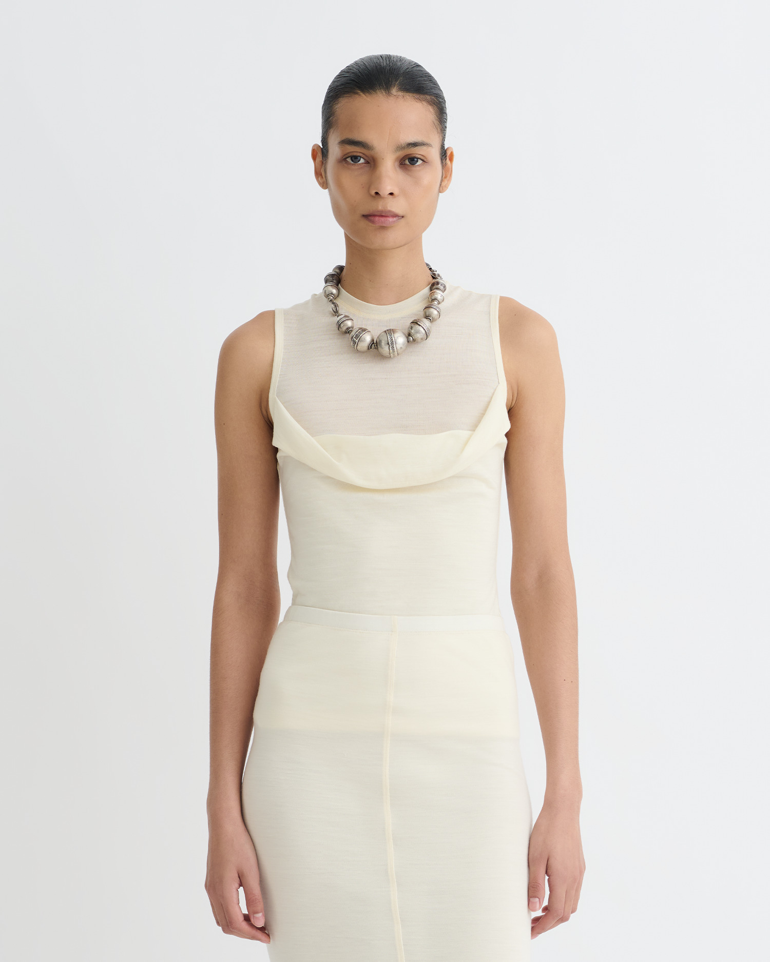 Draped Wool Jersey Top - 4