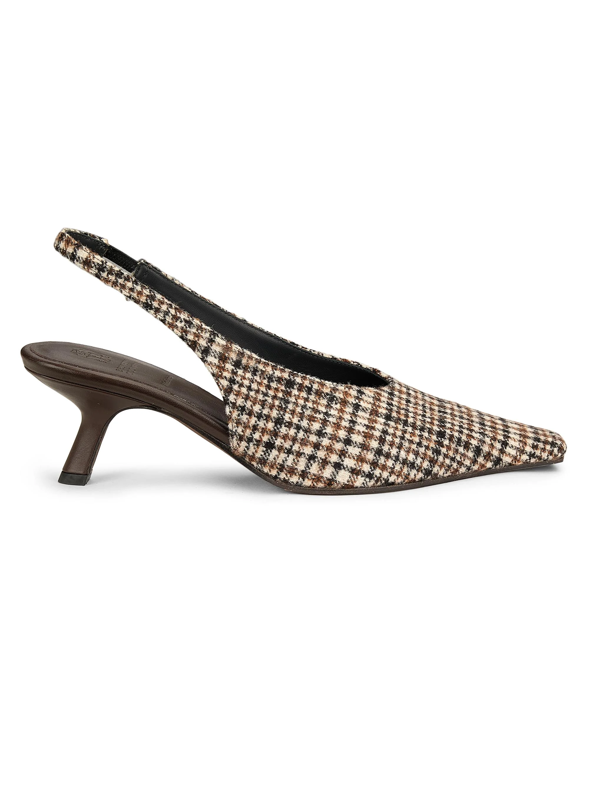 Women's Houndstooth Alpaca-Blend Slingback Pumps - Beige Tobacco - 1