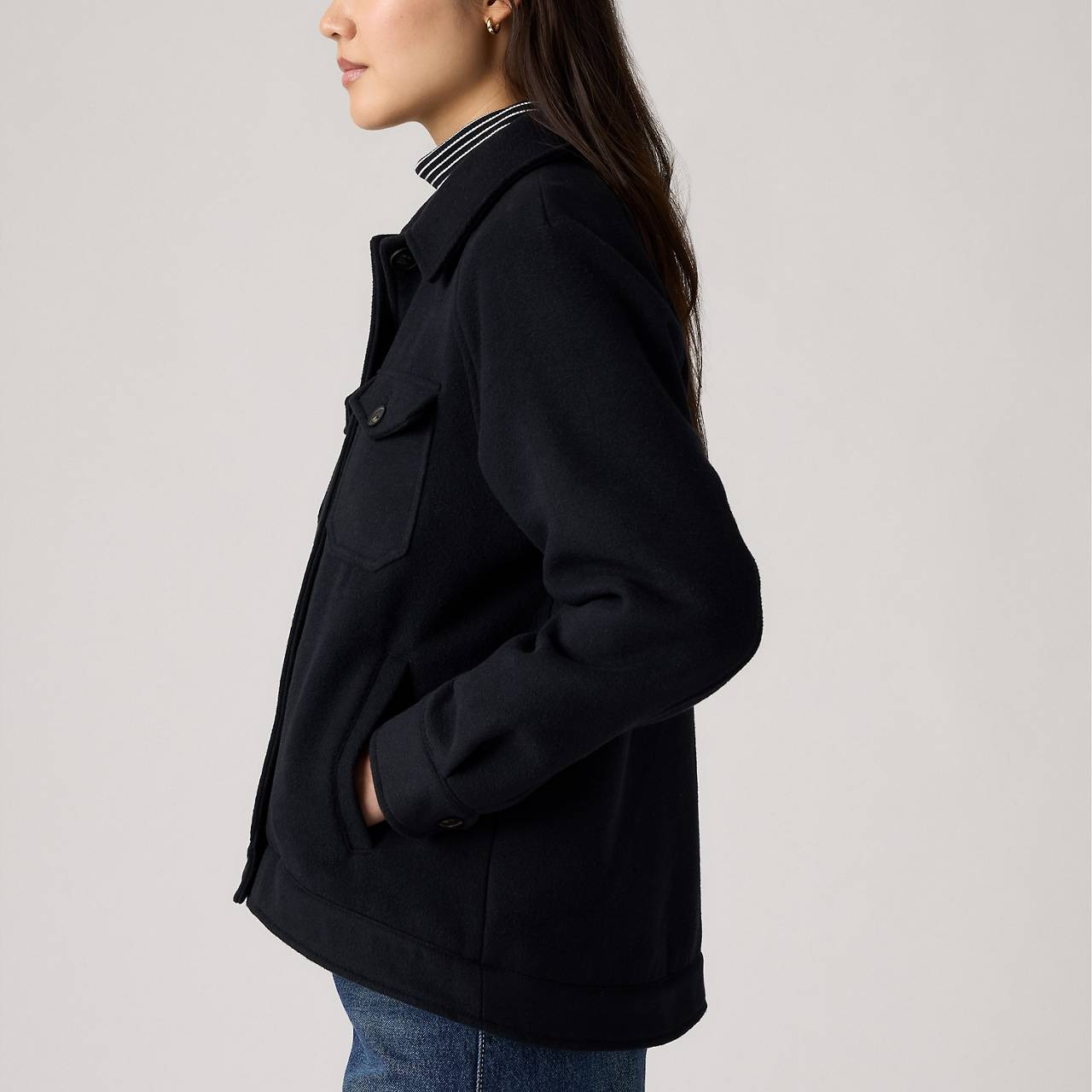 WOOL BLEND RAGLAN SLEEVE SHIRT JACKET - 5