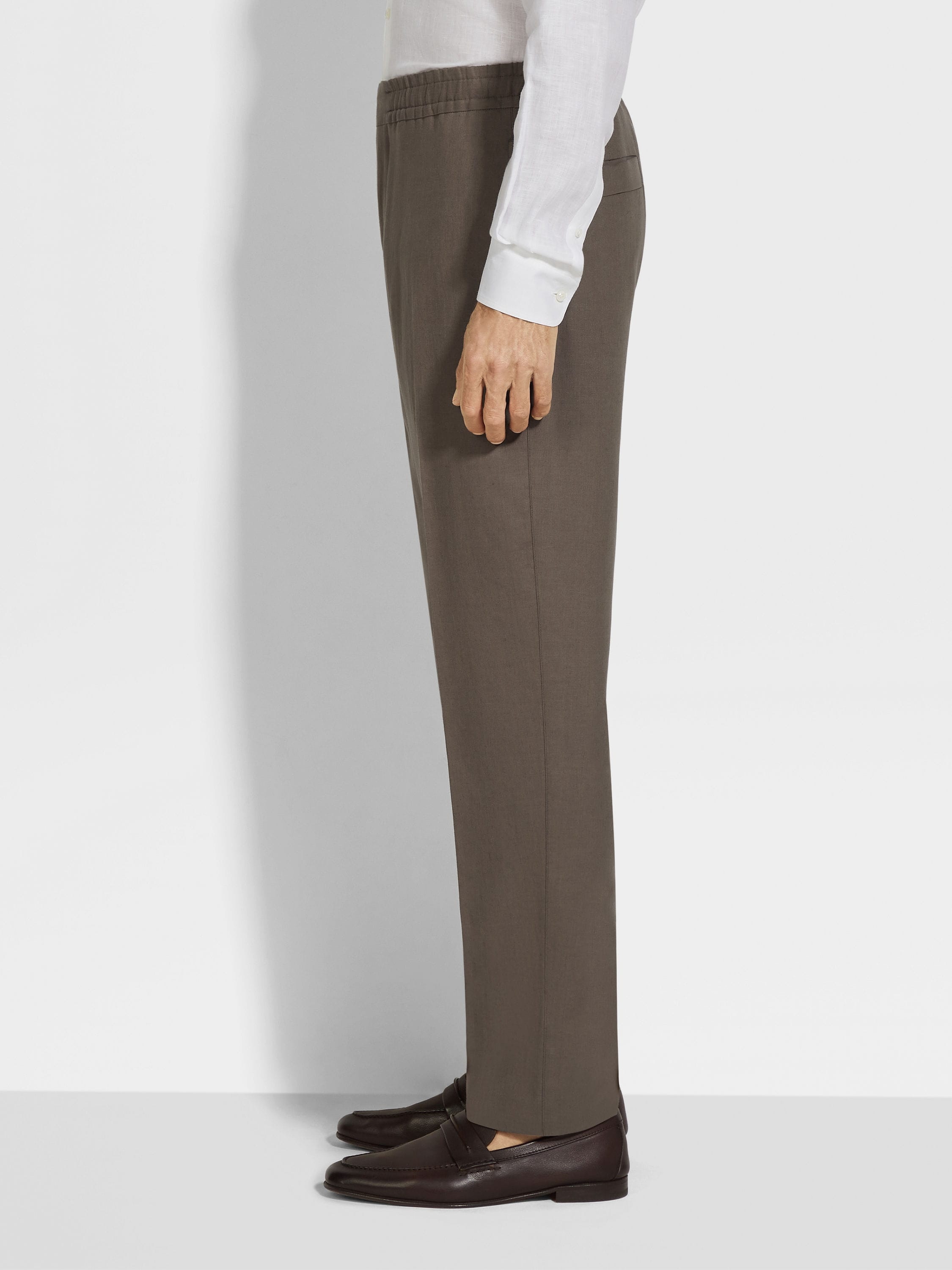 DARK TAUPE OASI LINO PANTS - 4