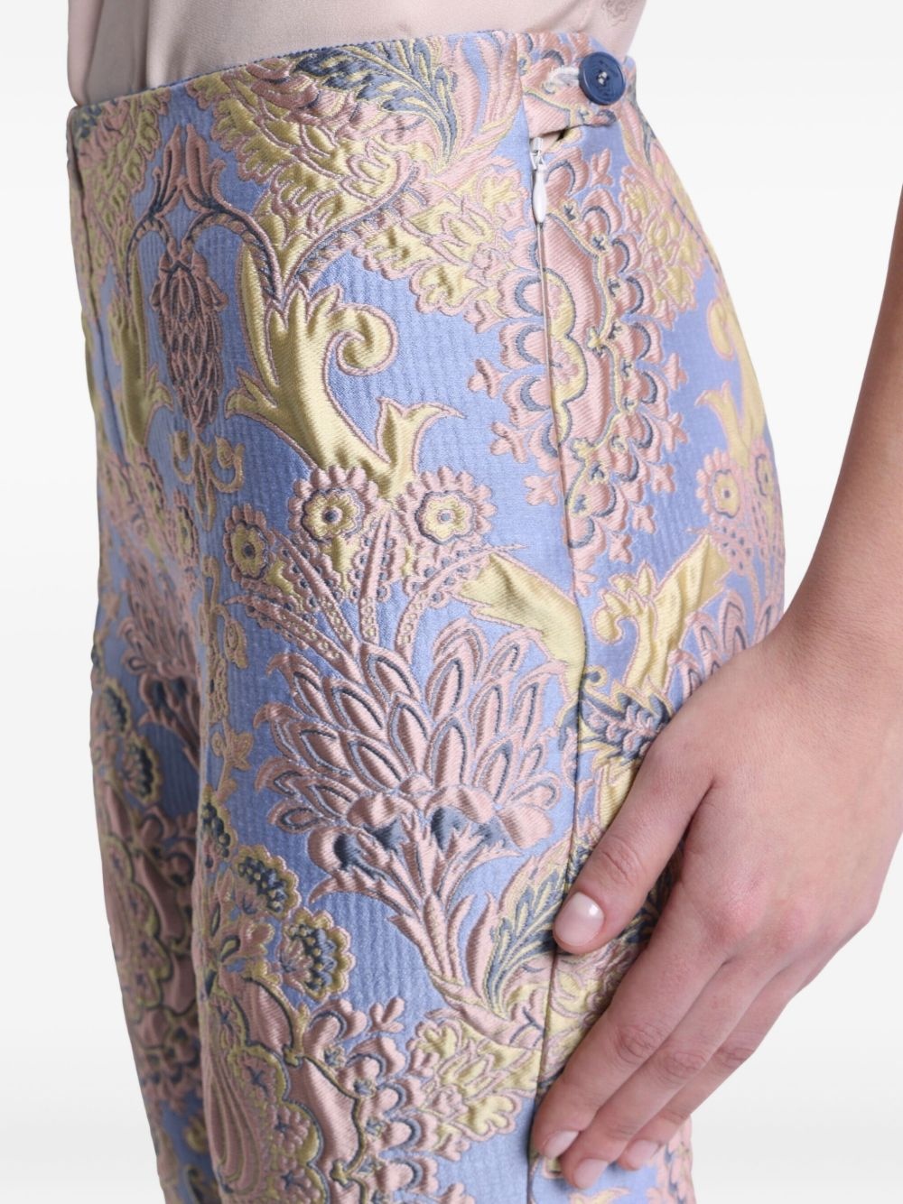 floral-jacquard trousers - 4