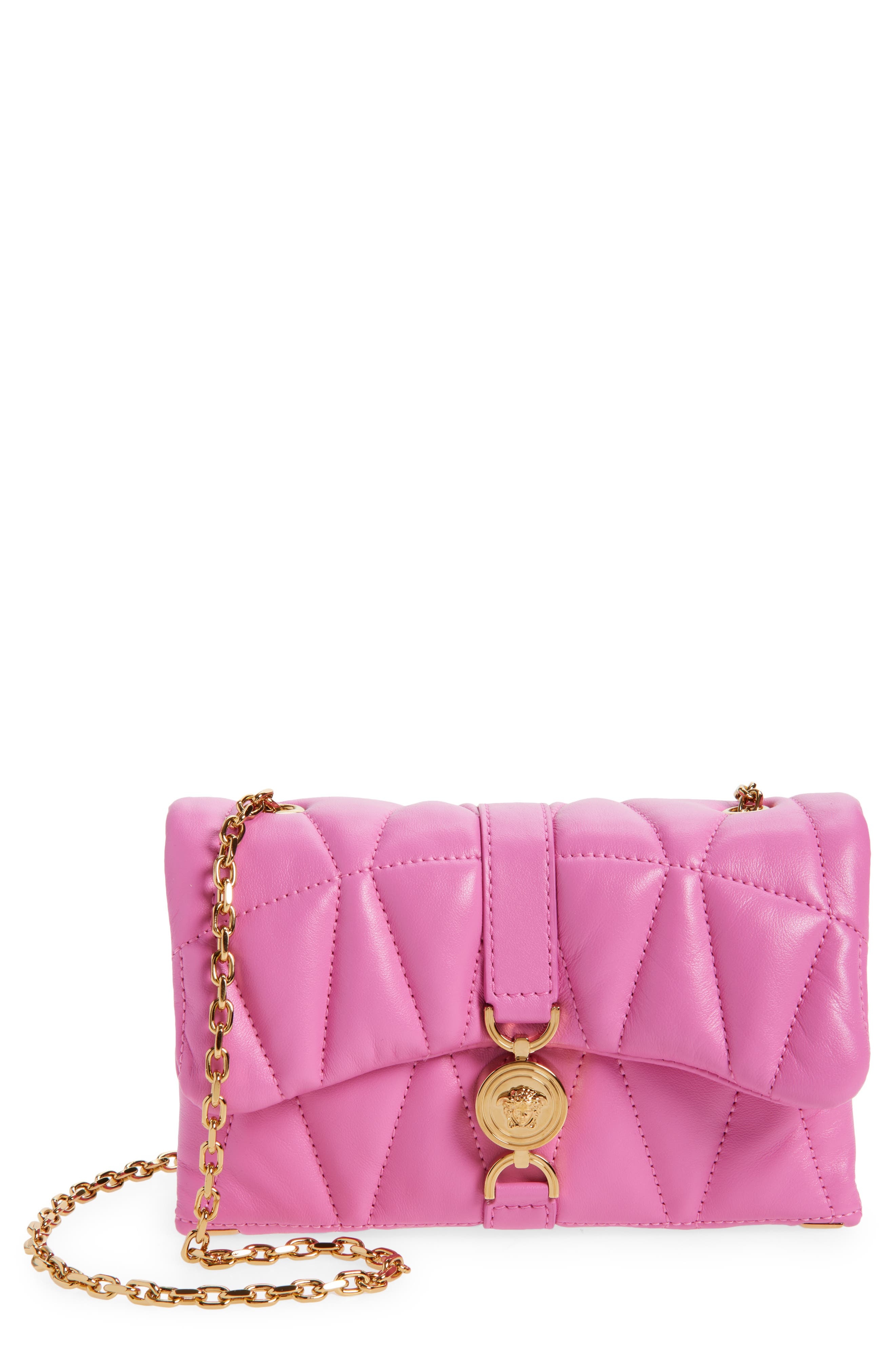Versace Mini Kleio Quilted Leather Shoulder Bag in Dragon Fruit Gold at Nordstrom - 1
