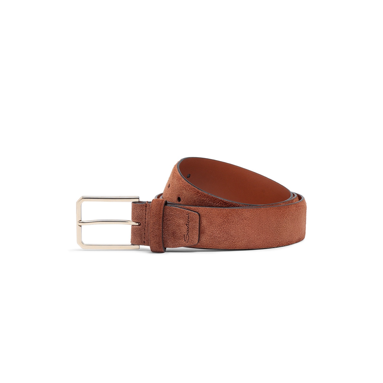 Men's brown suede adjustable belt - 1