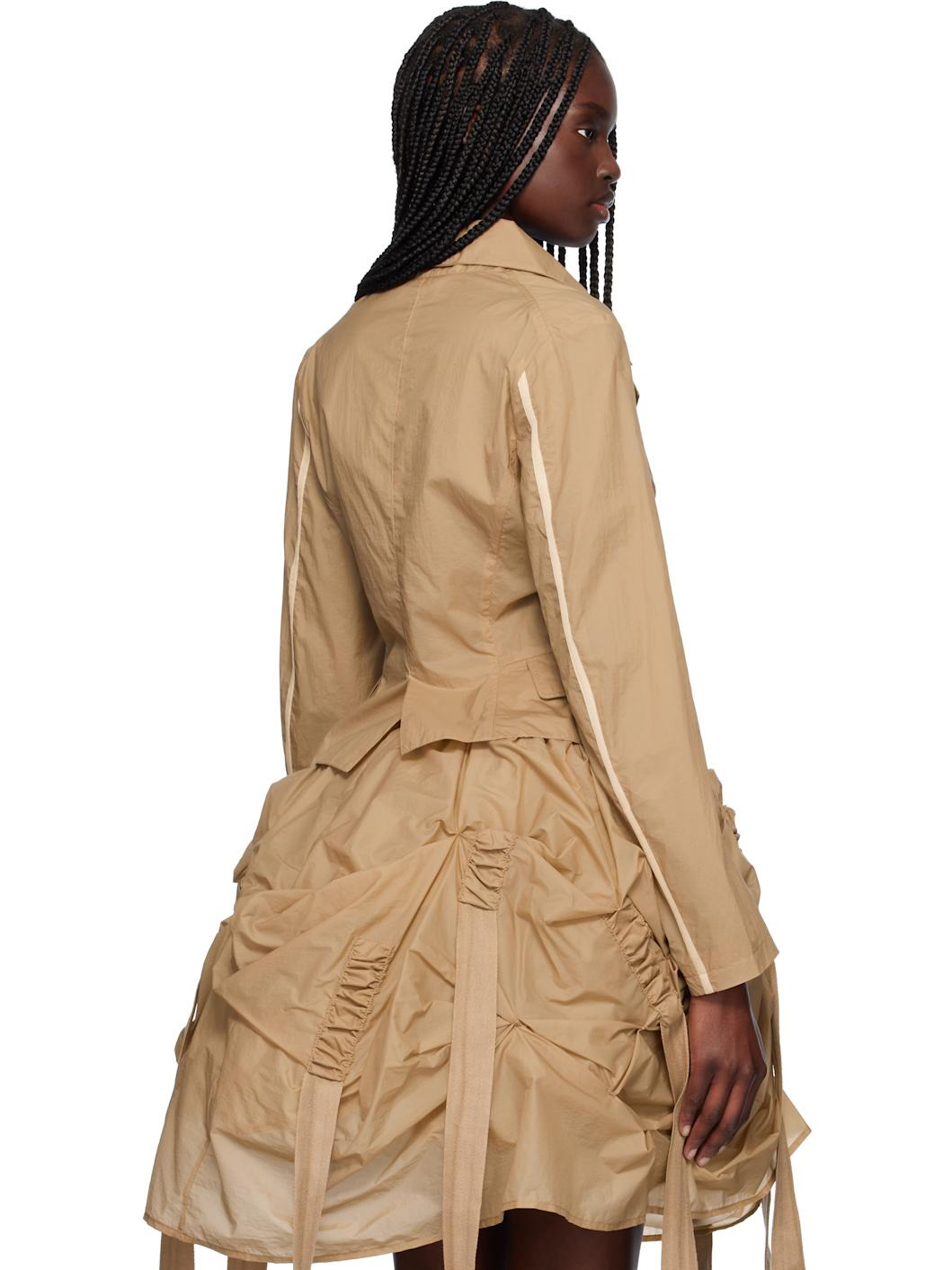 Beige Tank Double Layer Blazer - 3
