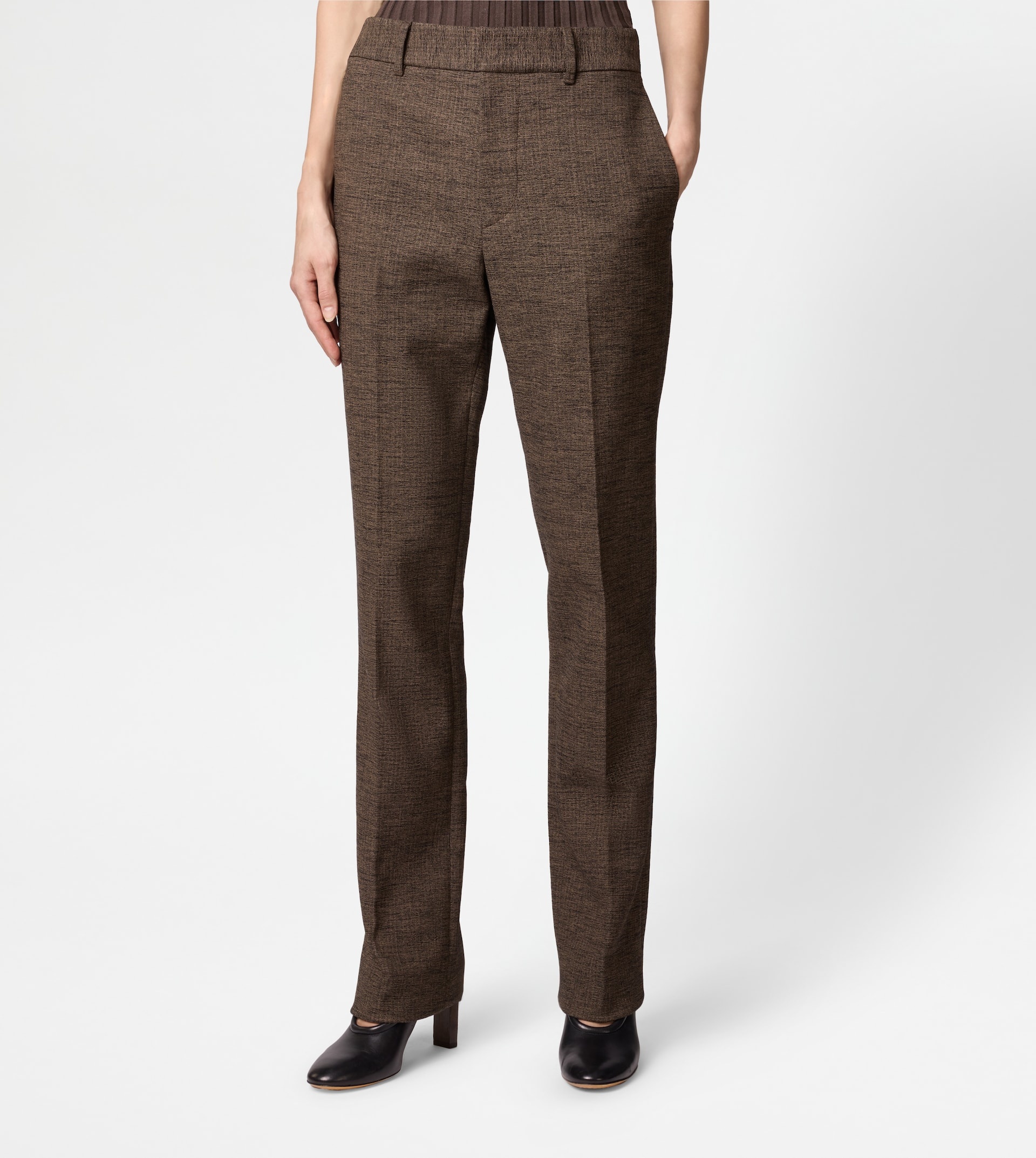 COTTON BLEND PANTS - BROWN - 2