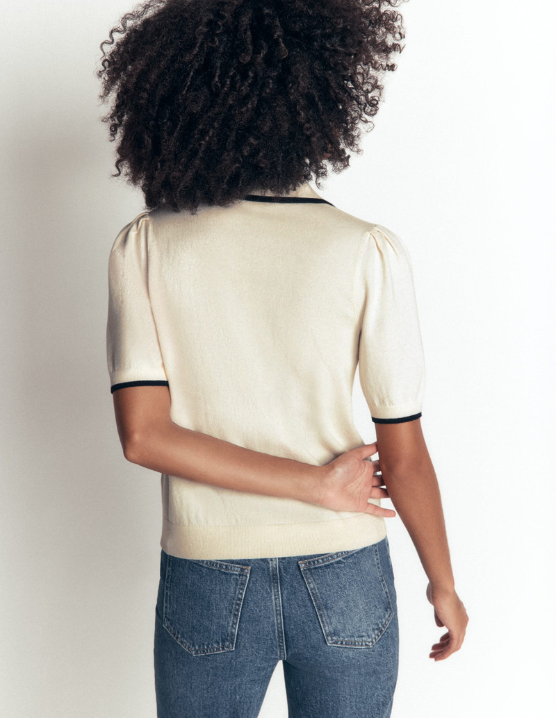 Ruffle Collar Knitted T-Shirt-Warm Ivory 5