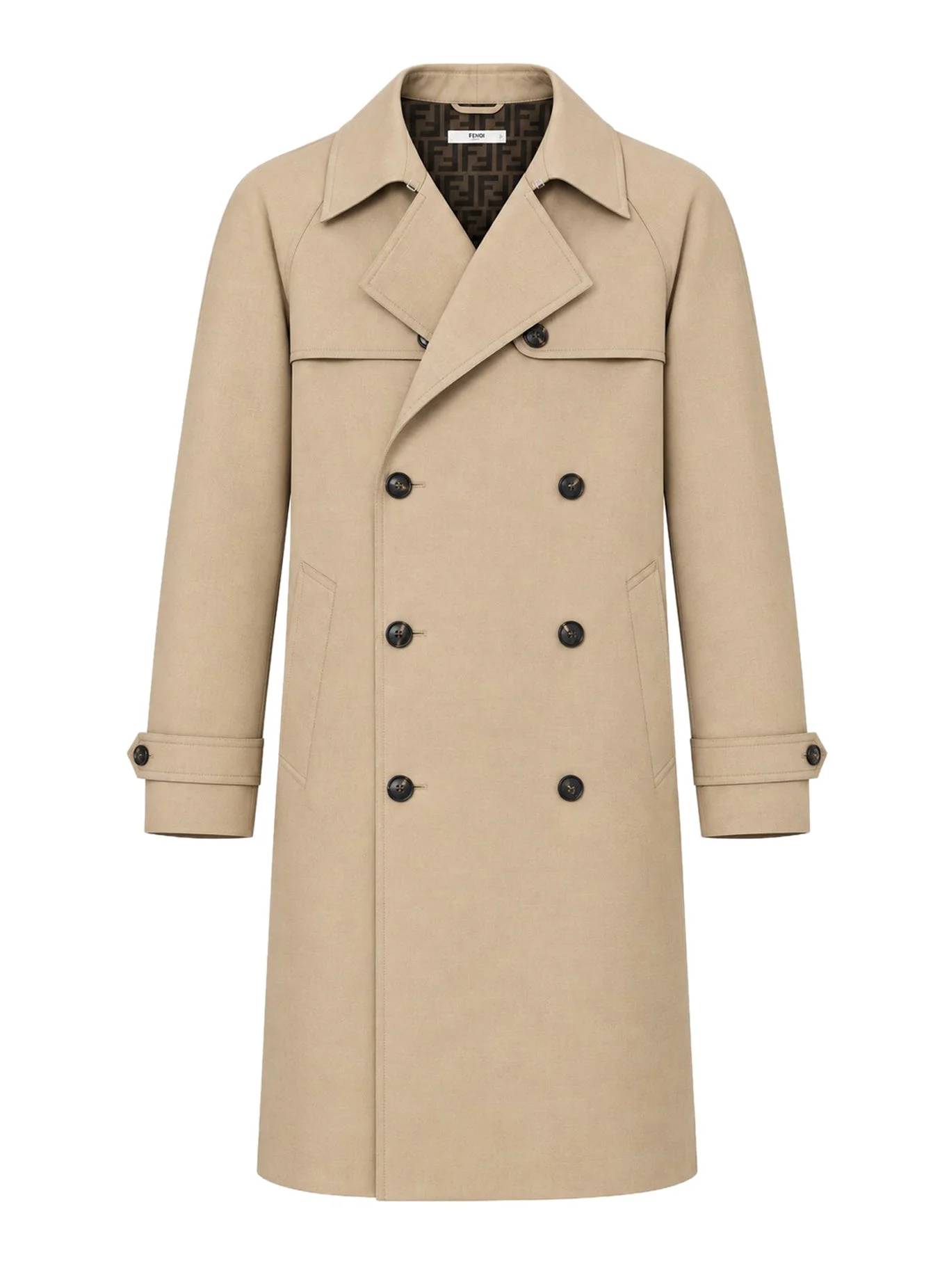 ROPE-COLORED MACKINTOSH FABRIC TRENCH COAT - 1