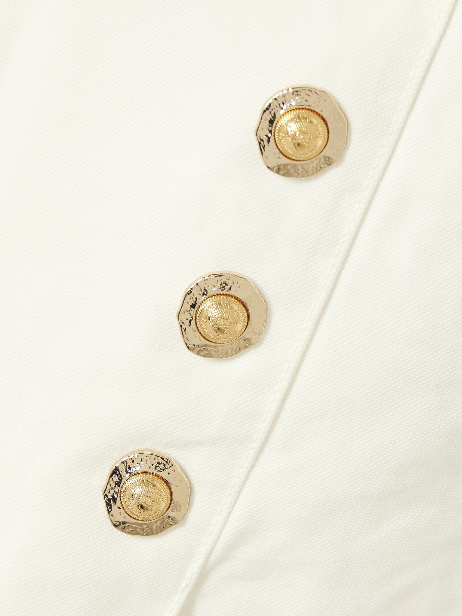 Embellished pleated cotton-canvas mini skirt Cream - 5
