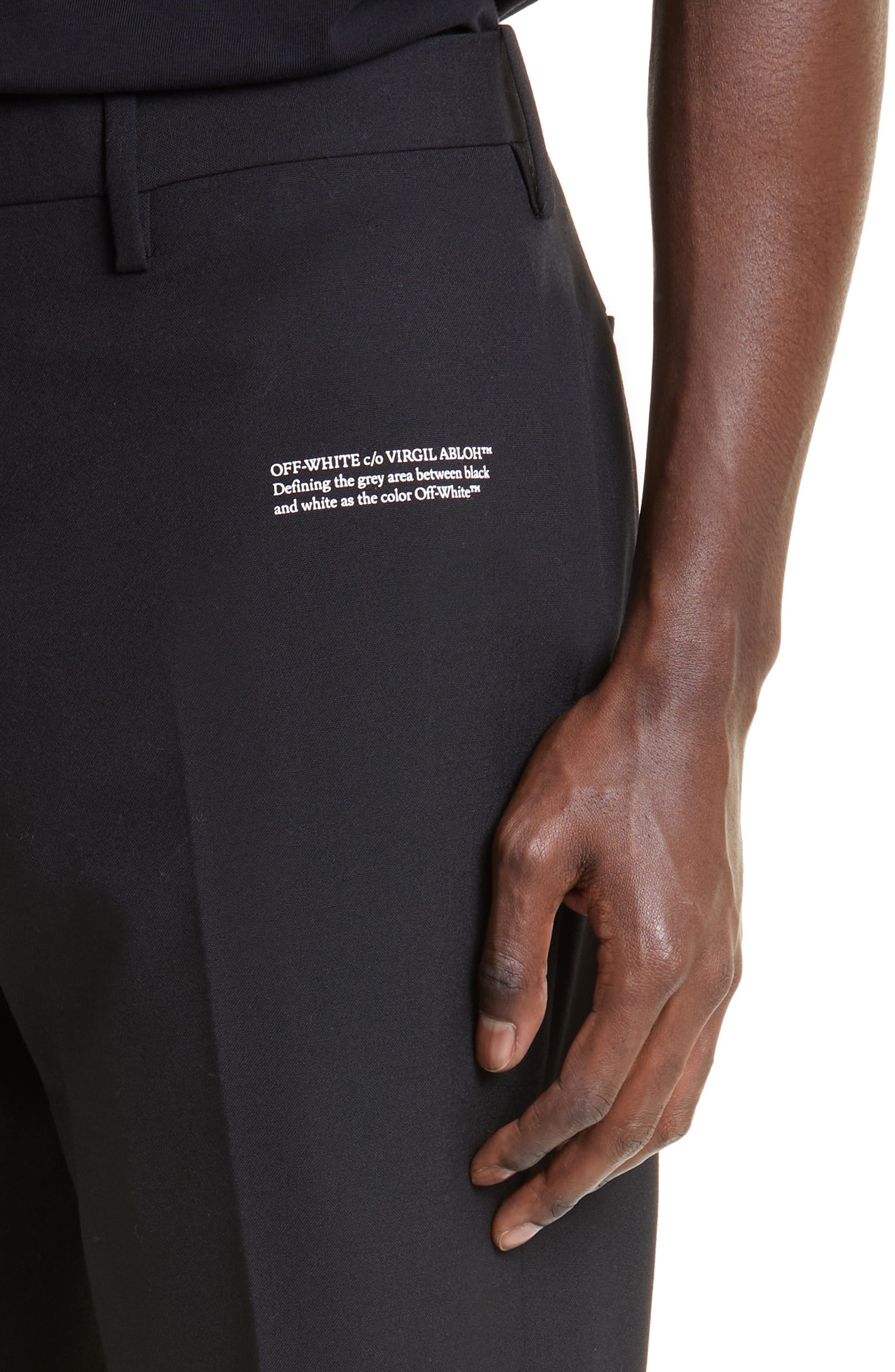 Off-White Corp Skinny Virgin Wool Pants in Black/White at Nordstrom - 5