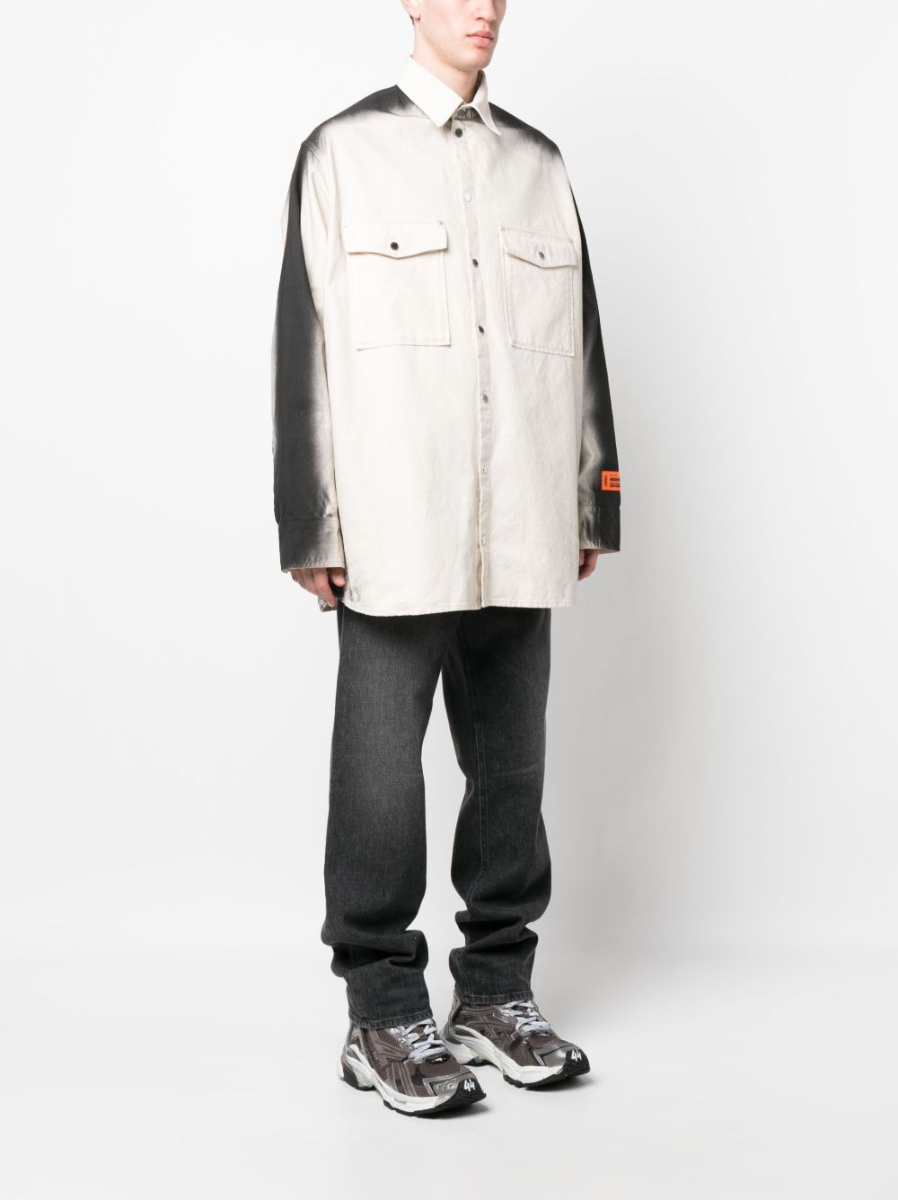 faded-effect logo-patch shirt - 3
